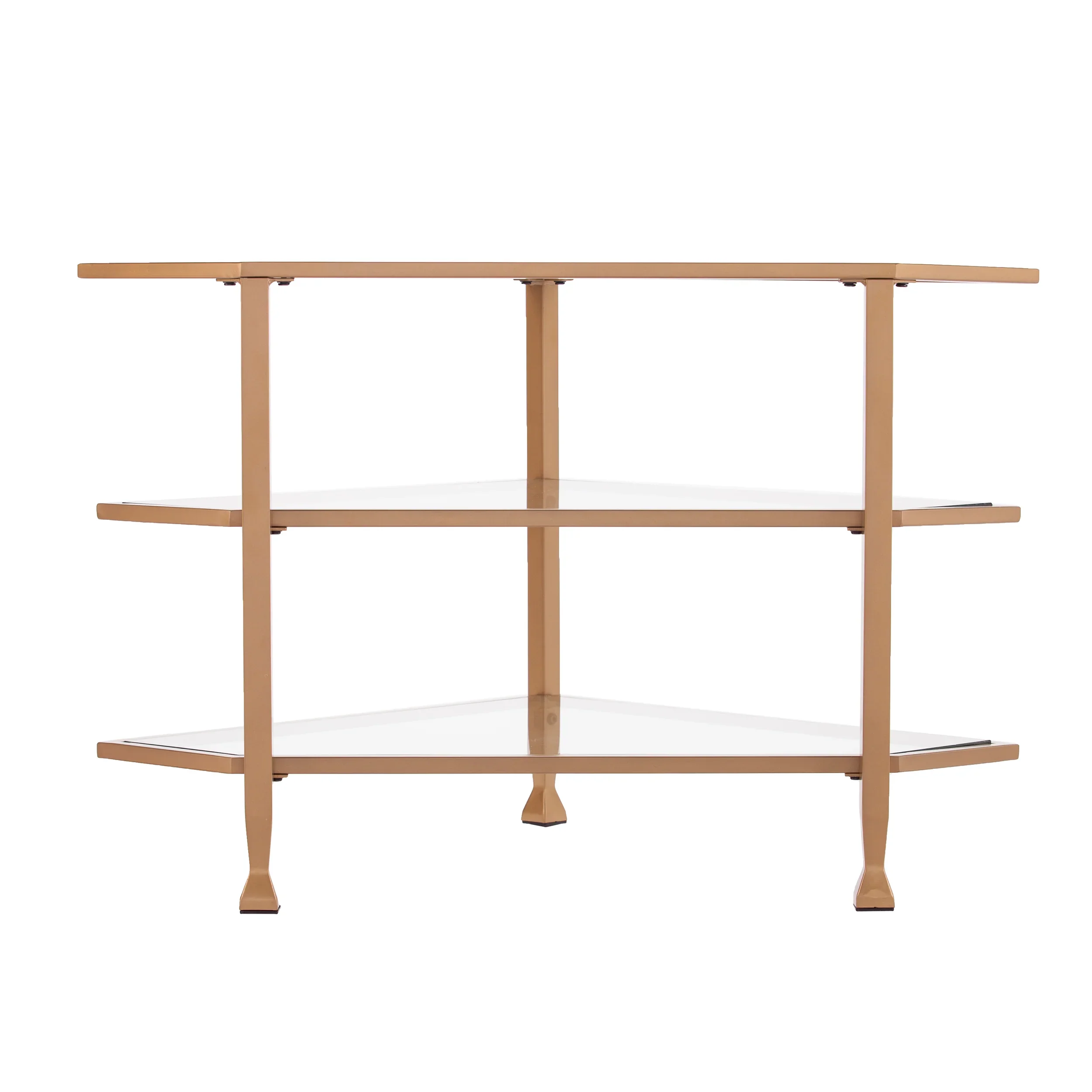 Jaymes Metal/Glass Corner TV Stand - Gold - Image 3