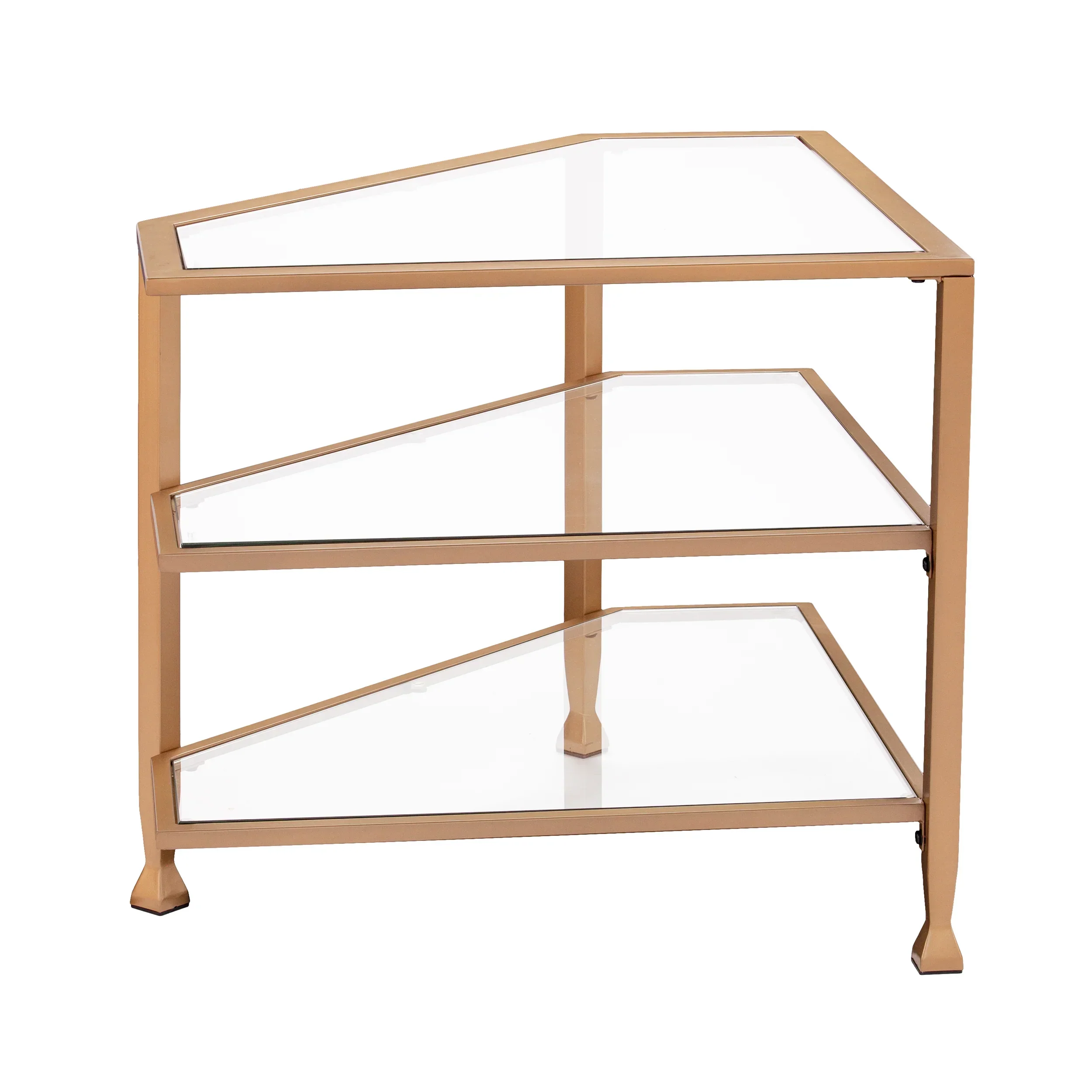Jaymes Metal/Glass Corner TV Stand - Gold - Image 4