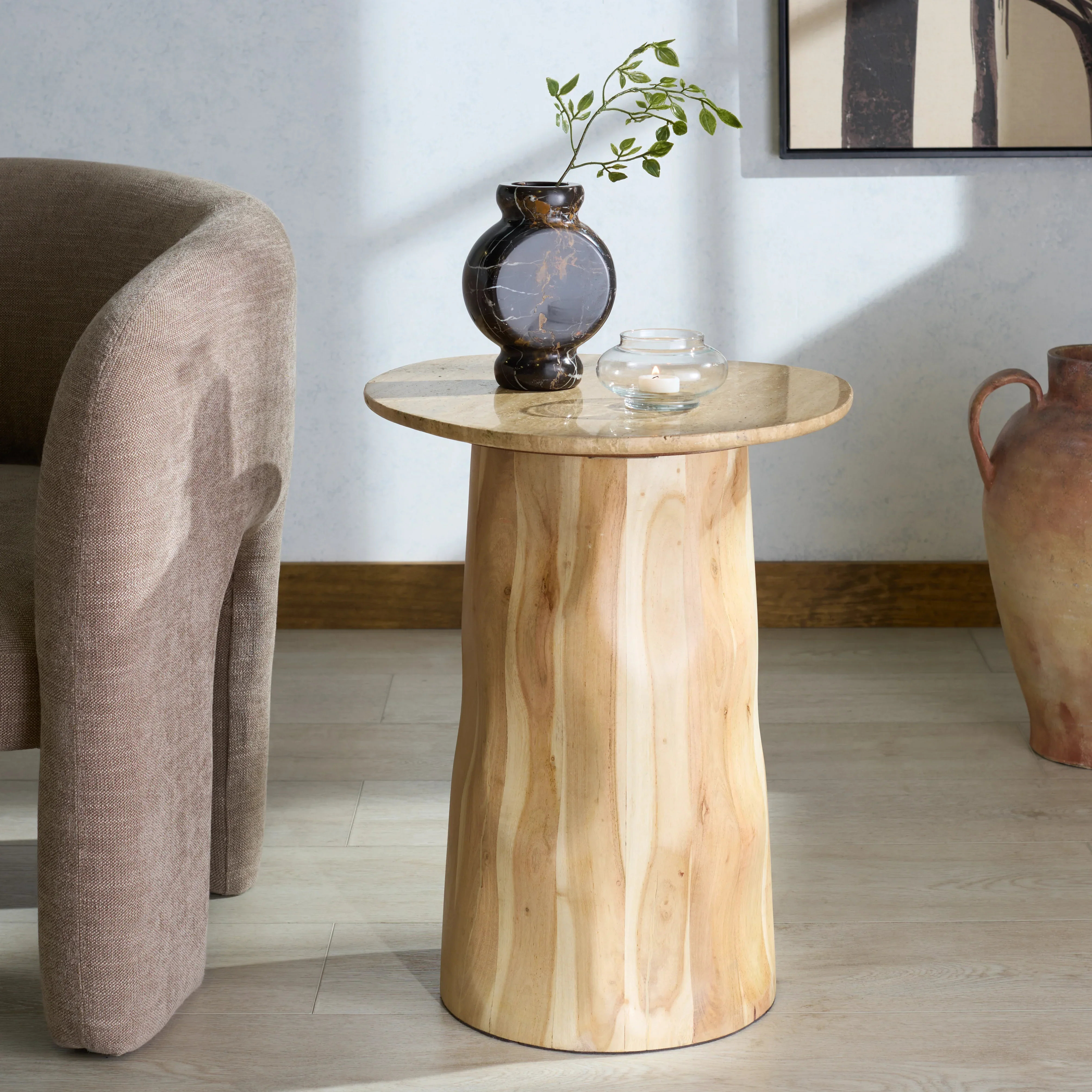 Jennamira Travertine Top Accent Table - Image 3