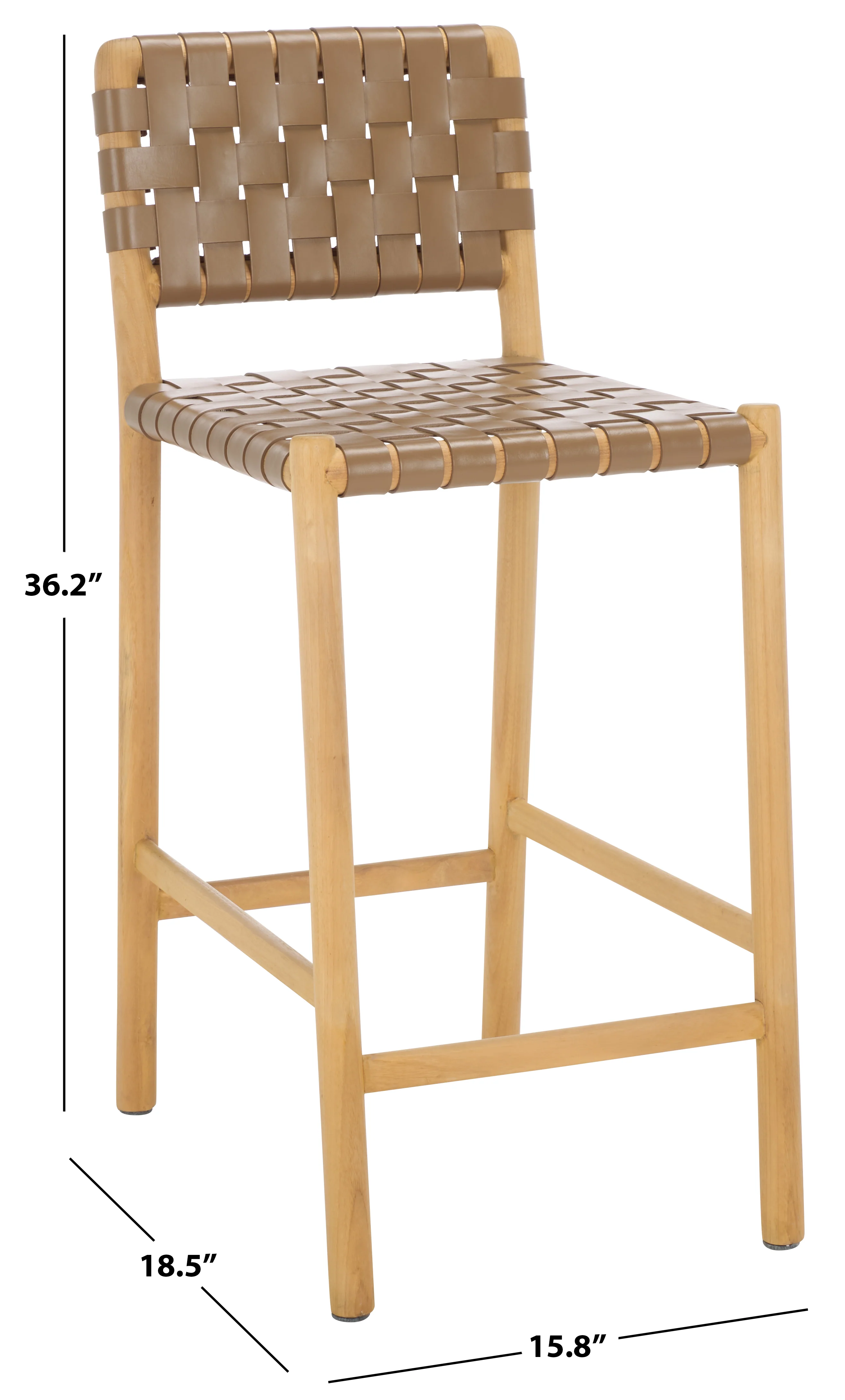 Jeremiah Woven Leather Counter Stool - Image 10