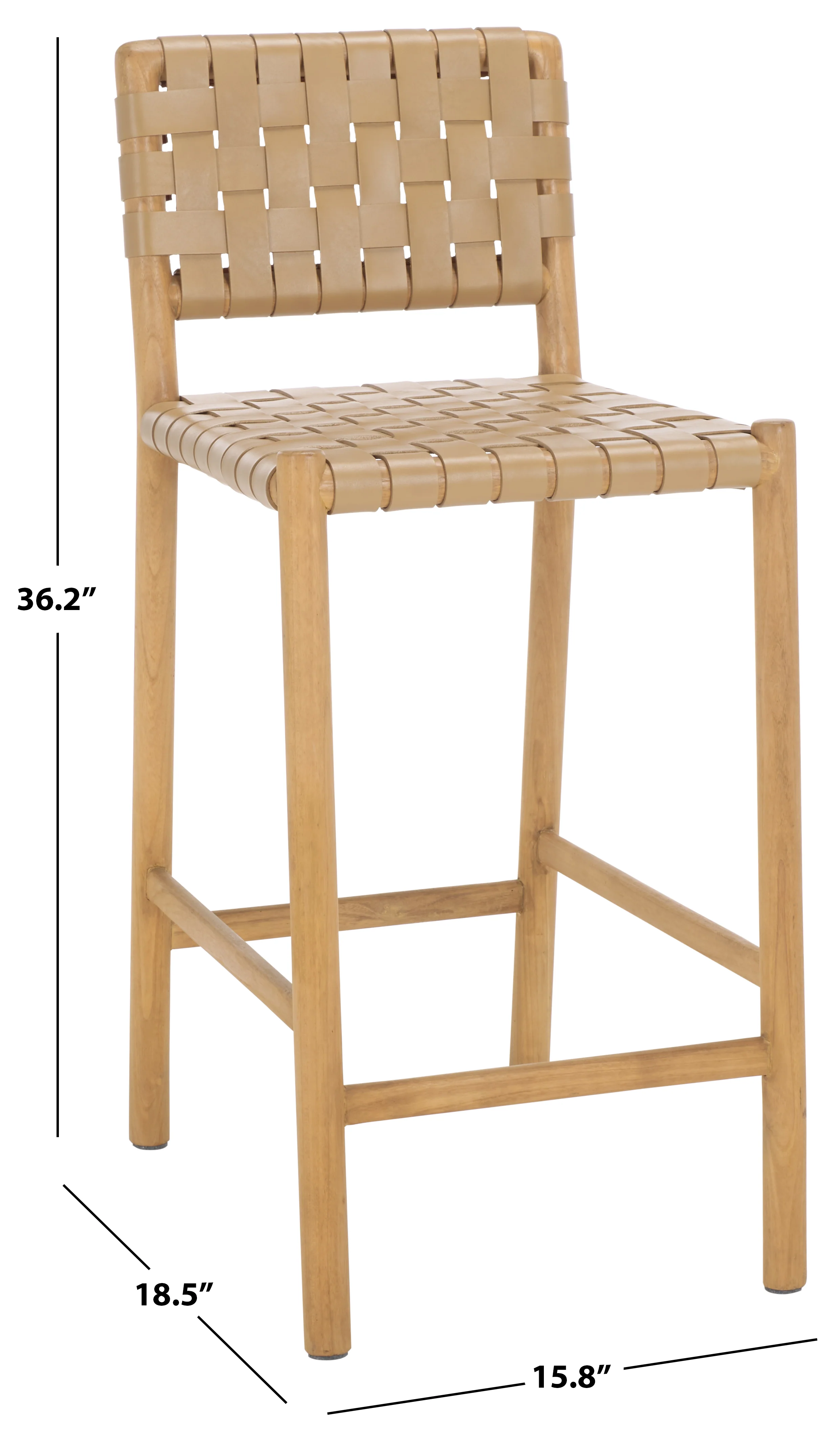 Jeremiah Woven Leather Counter Stool - Image 11