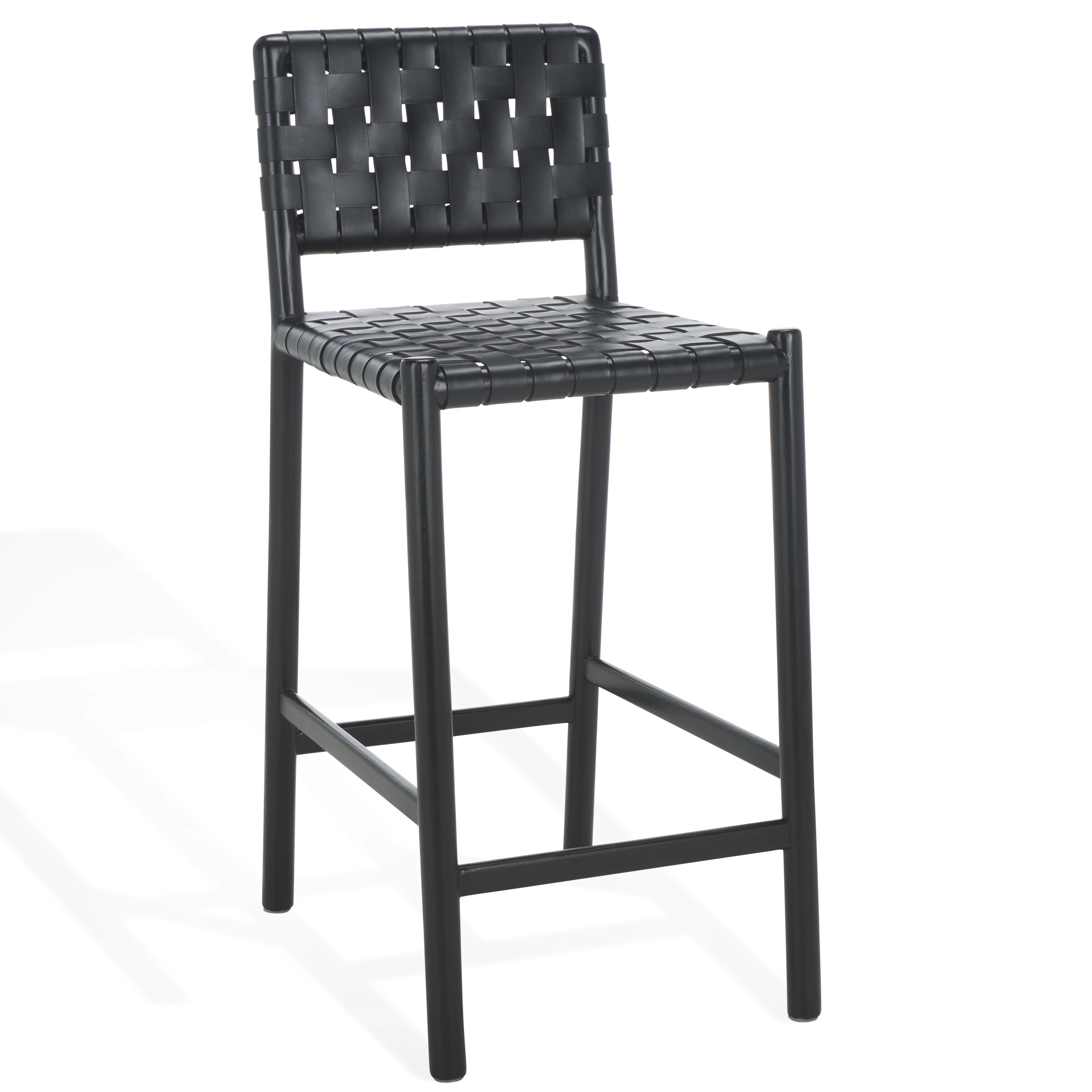 Jeremiah Woven Leather Counter Stool - Image 14