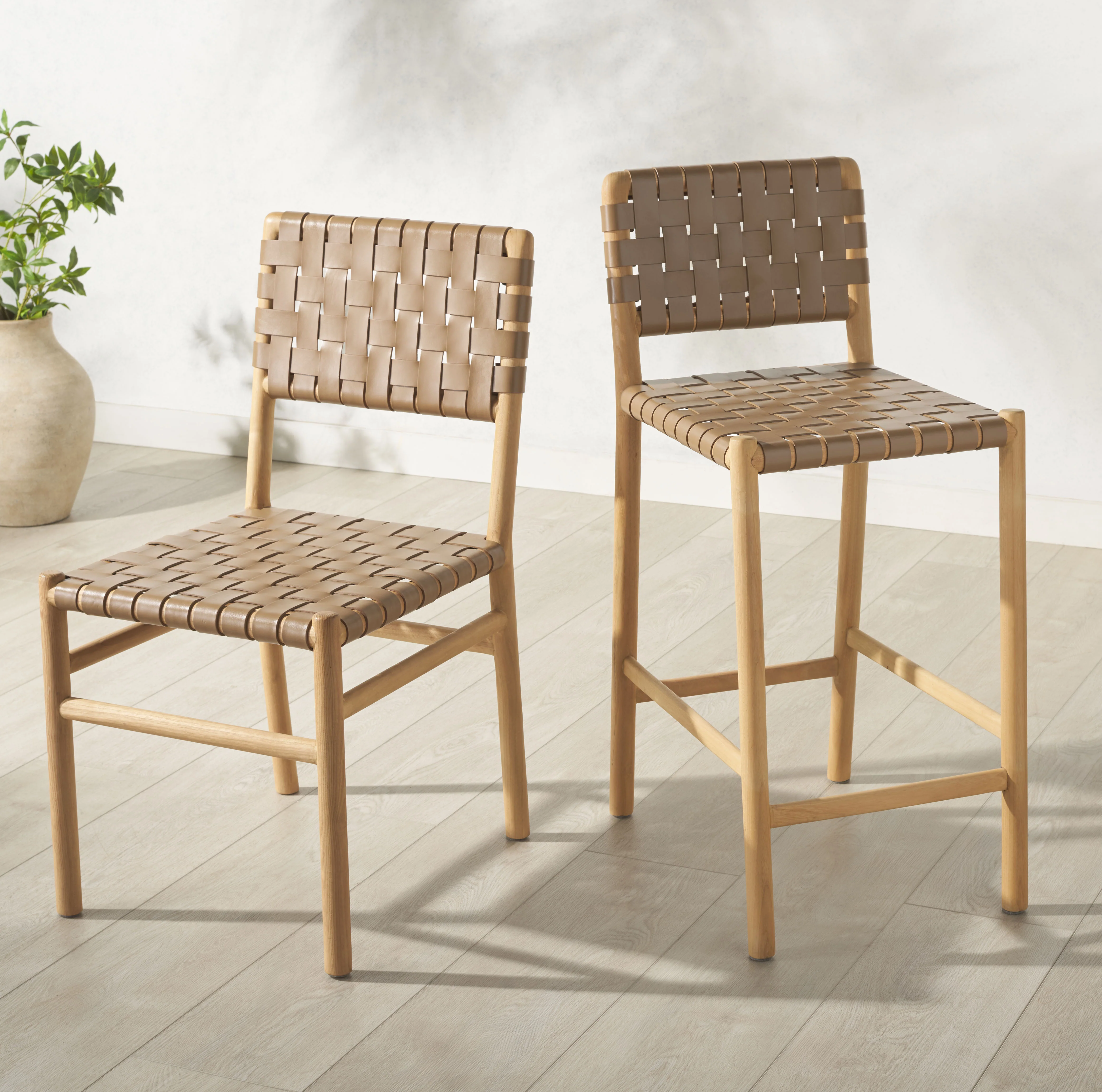Jeremiah Woven Leather Counter Stool - Image 37