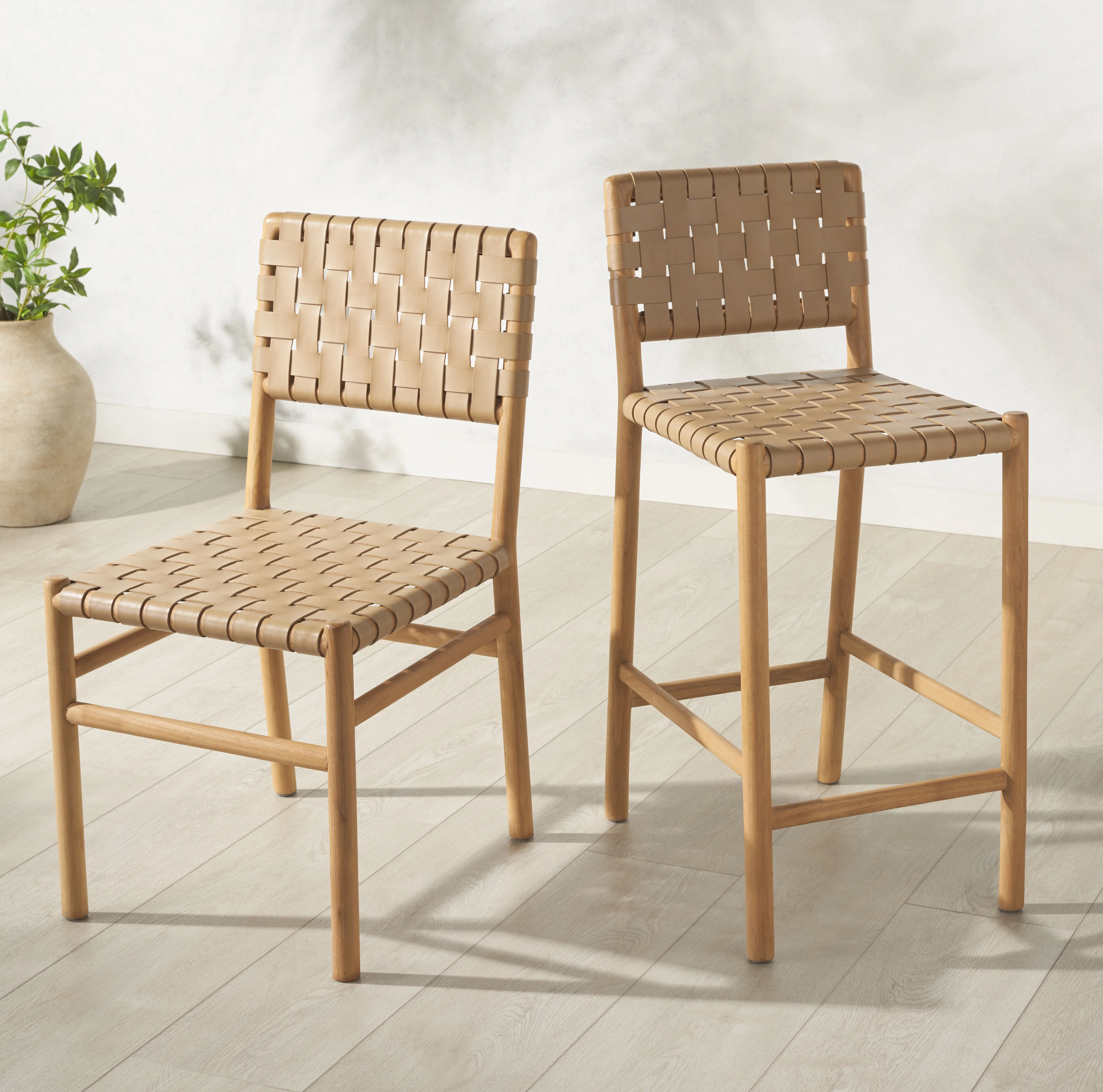Jeremiah Woven Leather Counter Stool - Image 39