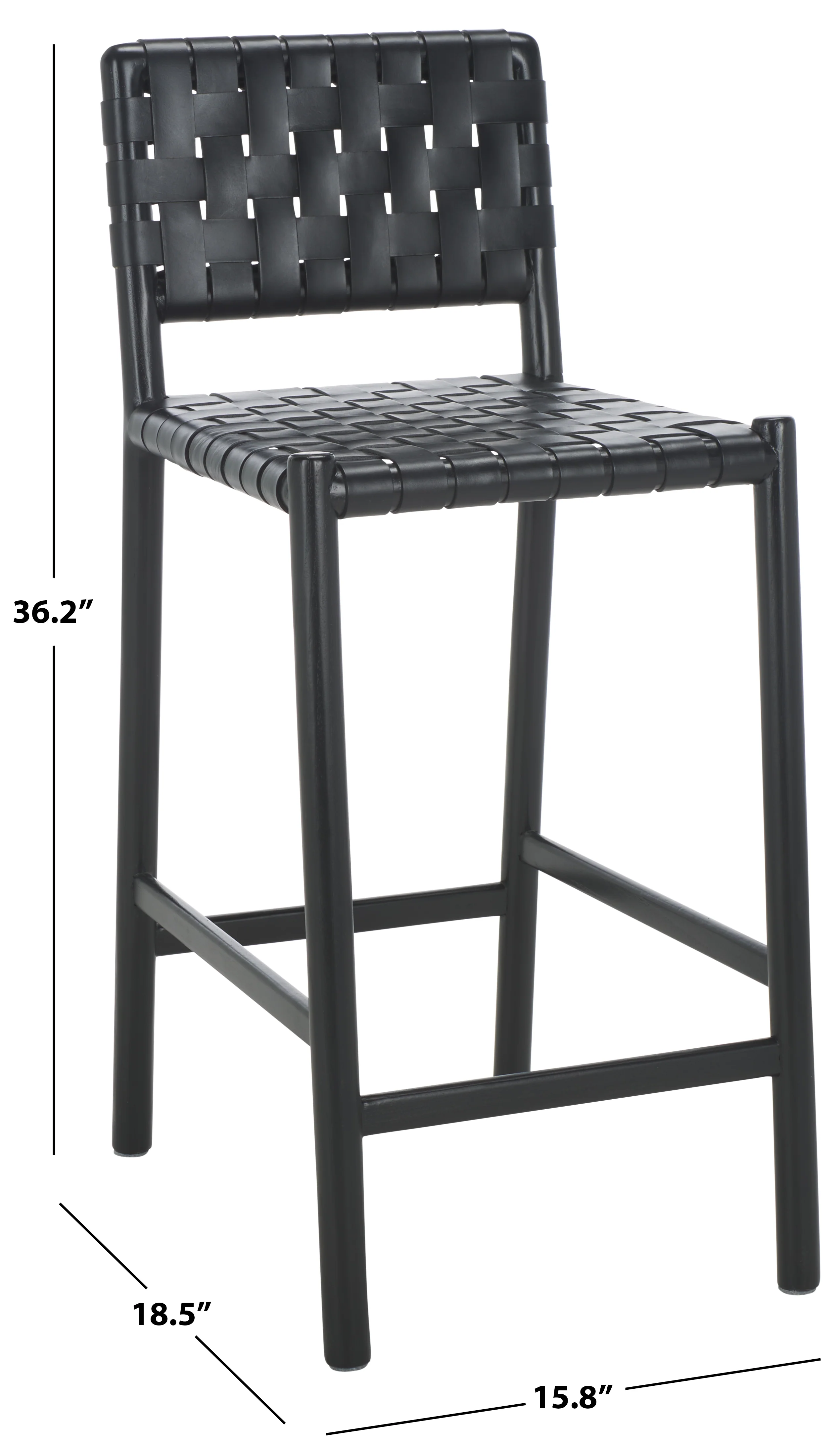 Jeremiah Woven Leather Counter Stool - Image 9