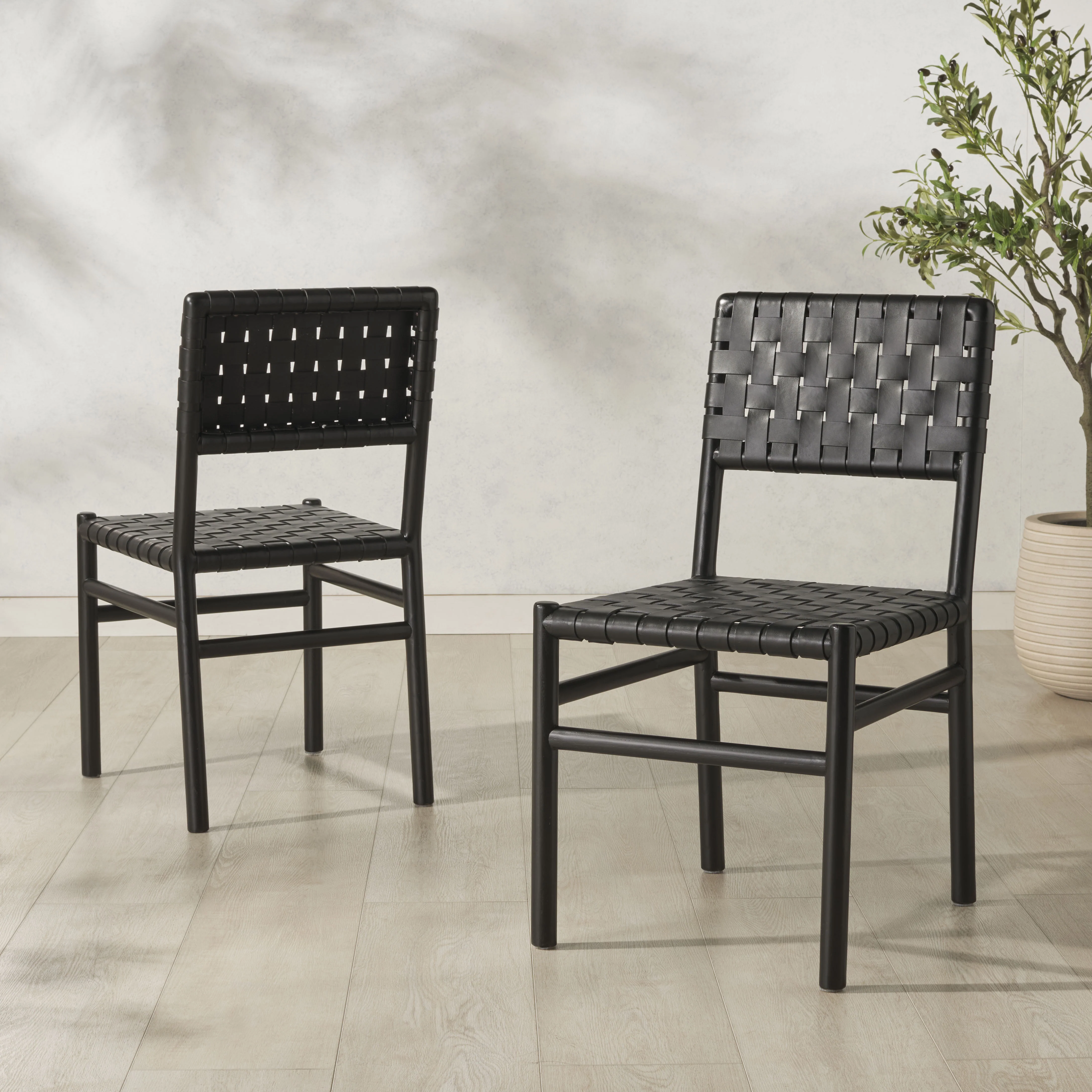 Jeremiah Woven Leather Dining Chair - Set of 2 - Image 26