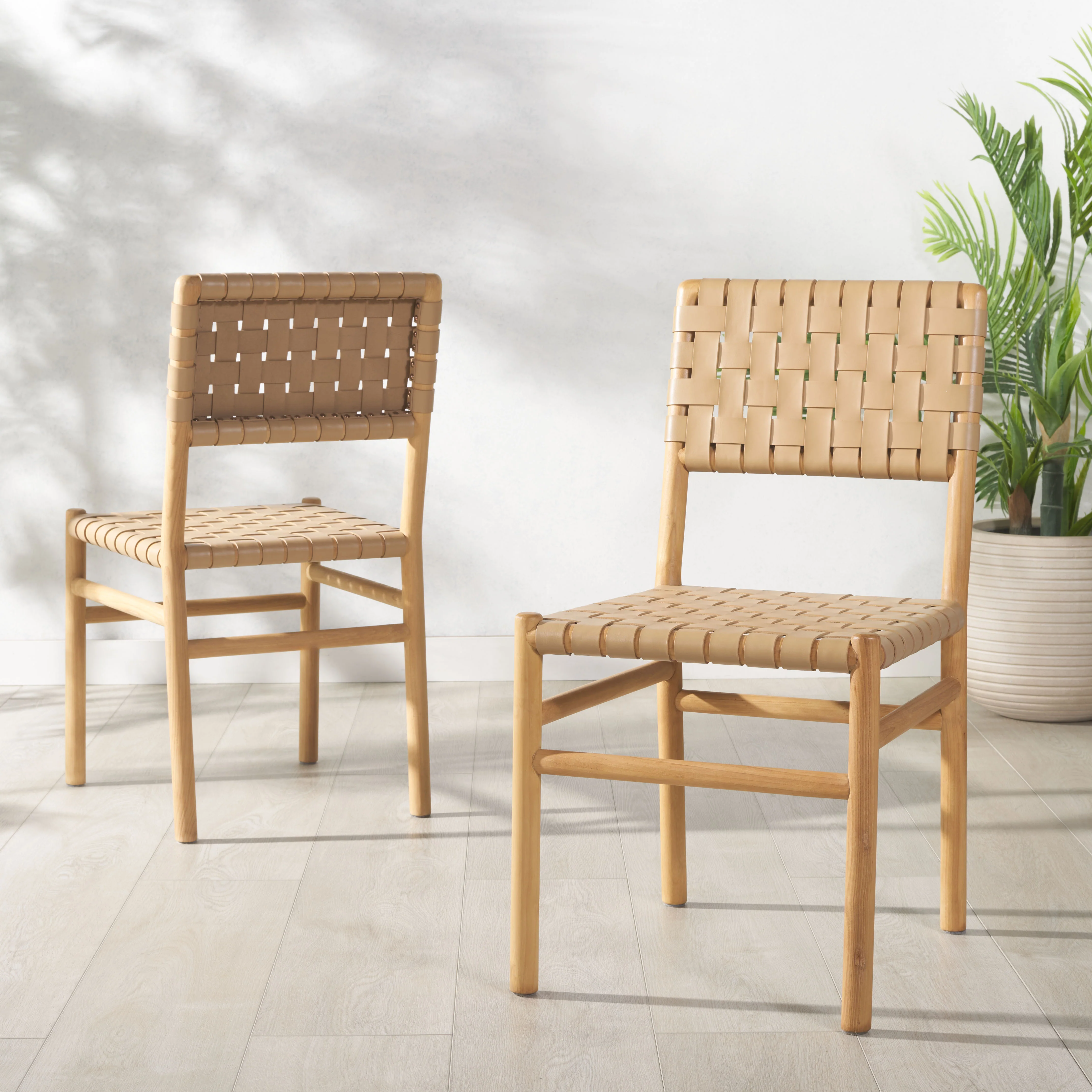Jeremiah Woven Leather Dining Chair - Set of 2 - Image 5