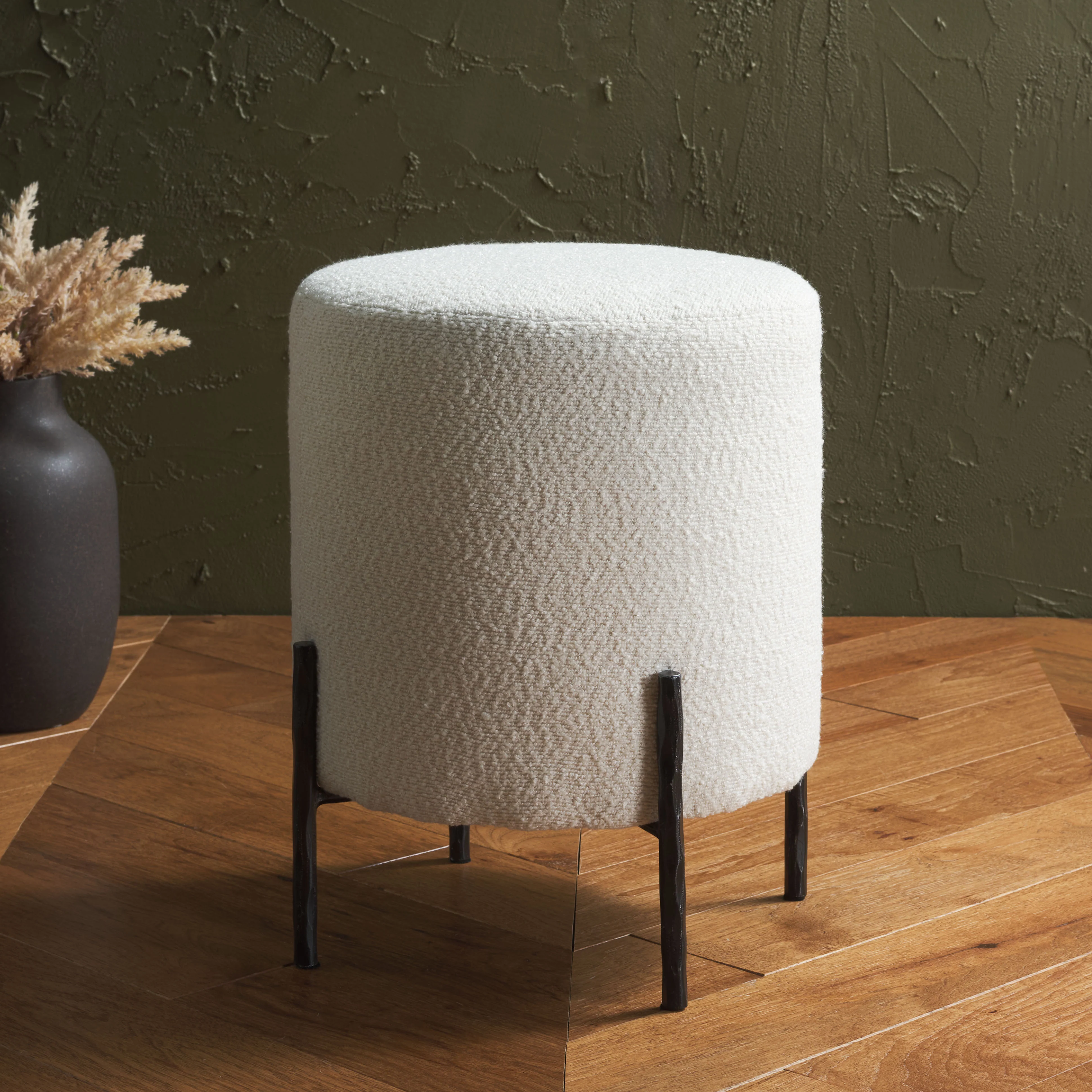 Jessa Round Boucle Ottoman - Image 9