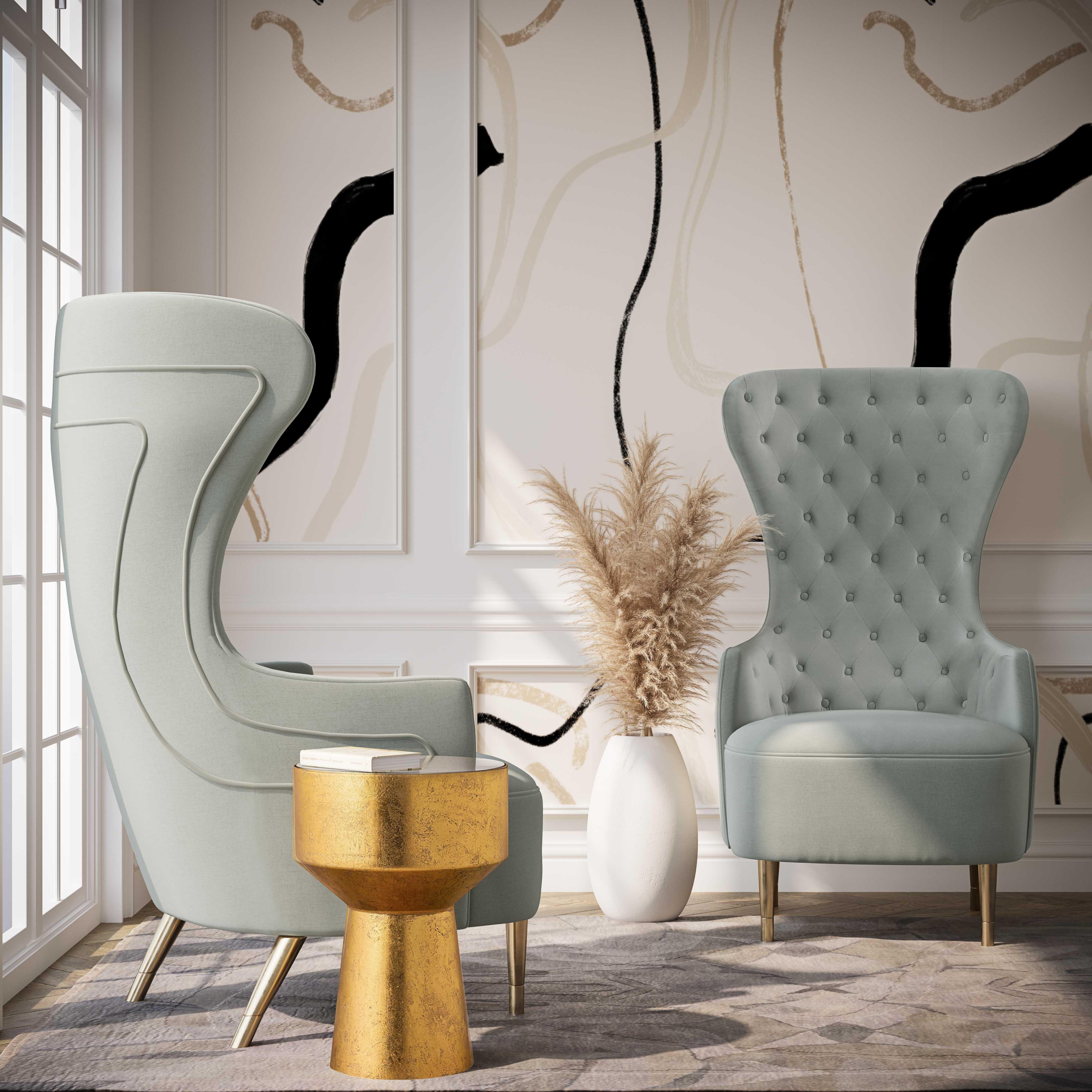 Jezebel Grey Velvet Wingback Chair - Image 2