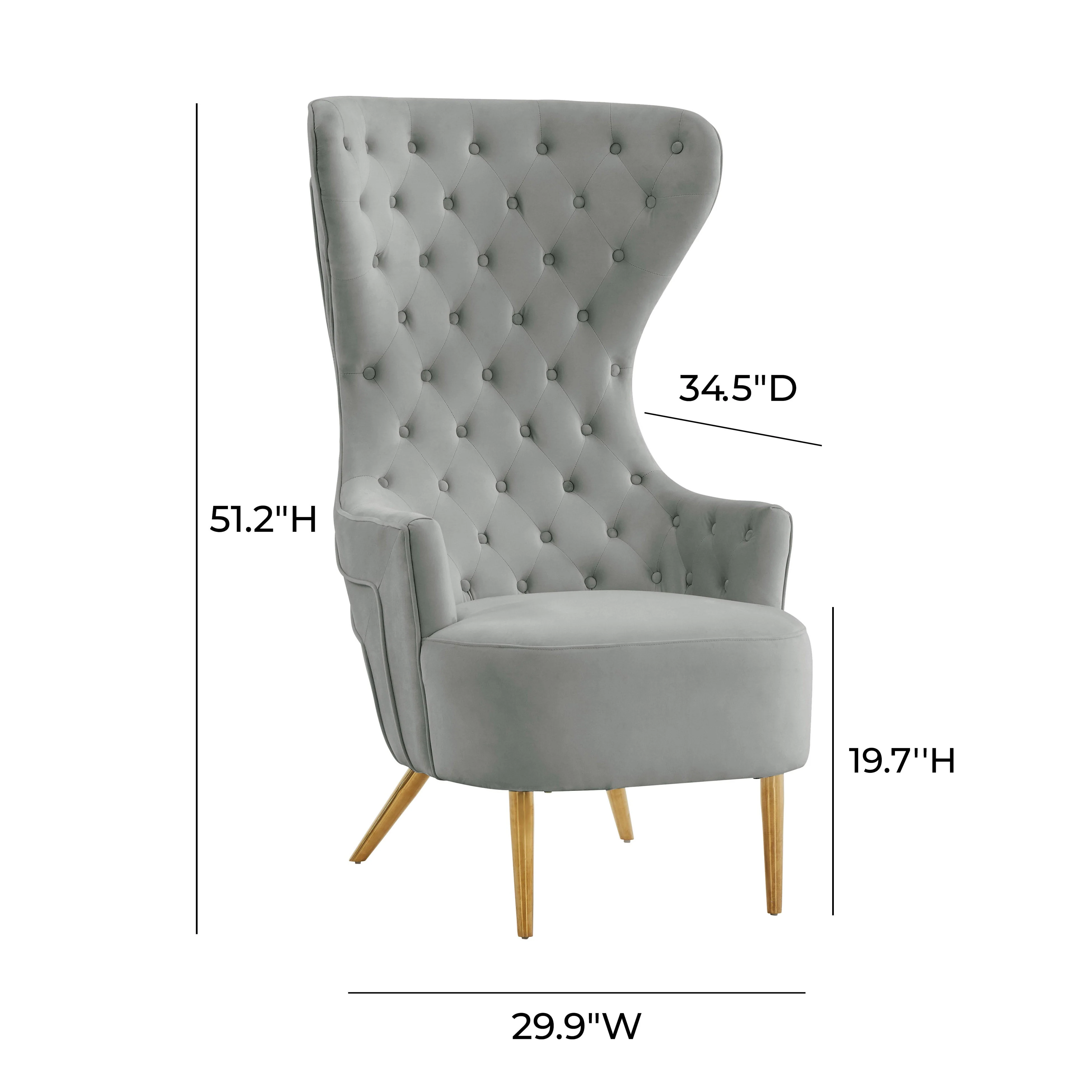 Jezebel Grey Velvet Wingback Chair - Image 6
