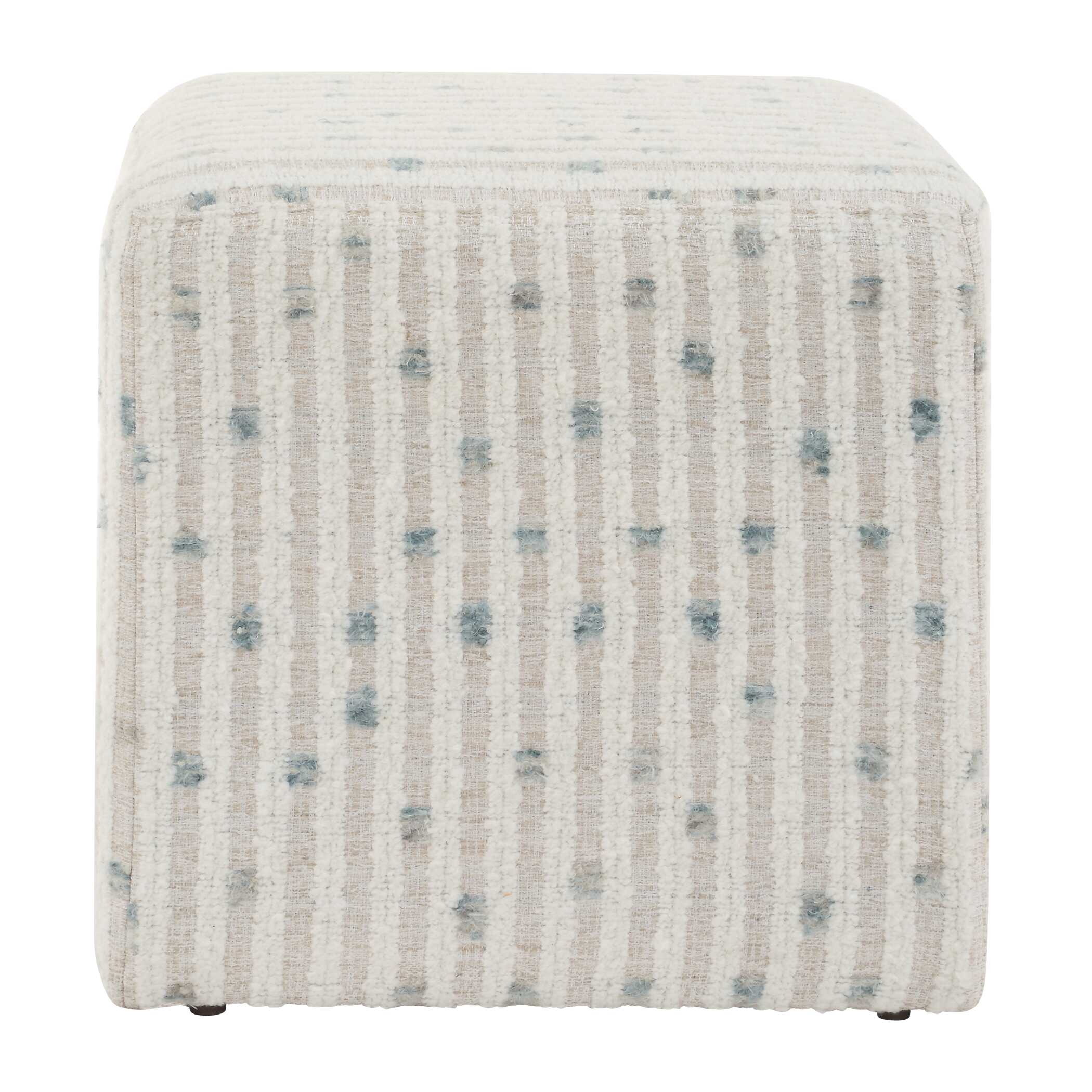 Joie White Chenille Ottoman - Image 4