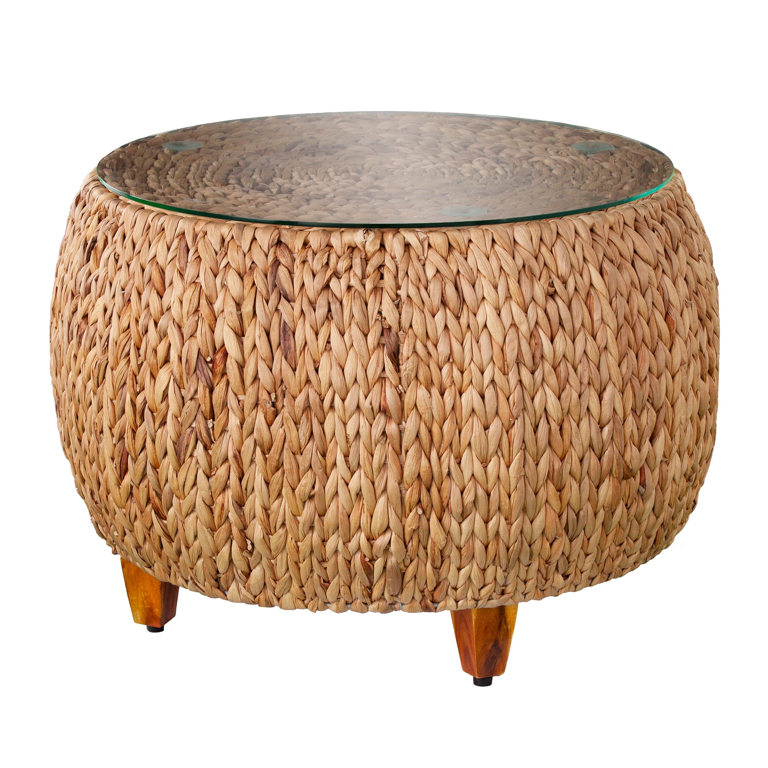 Jokobe Round Water Hyacinth Cocktail Table