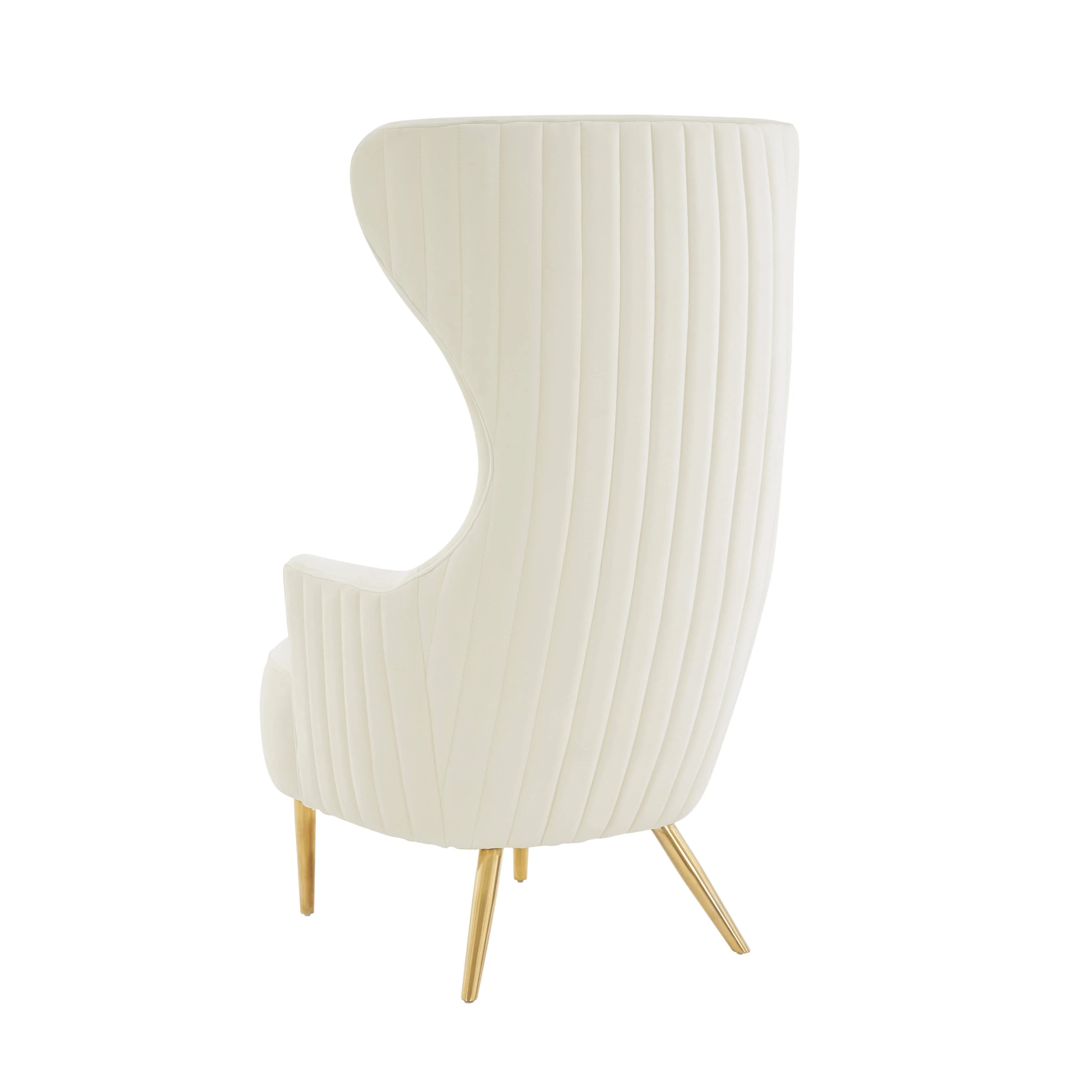 Julia Cream Velvet Channel Tufted Wingback Chair - Image 5