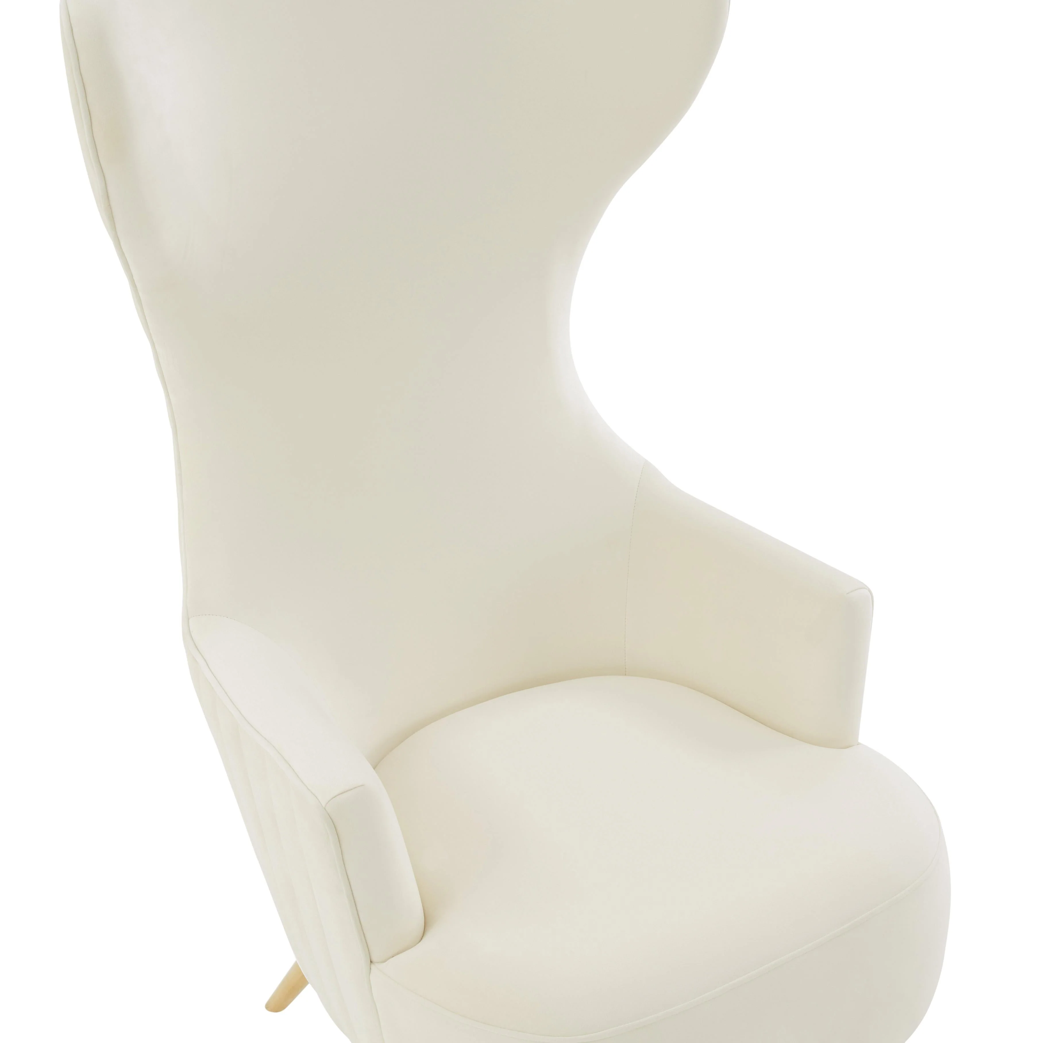 Julia Cream Velvet Channel Tufted Wingback Chair - Image 6