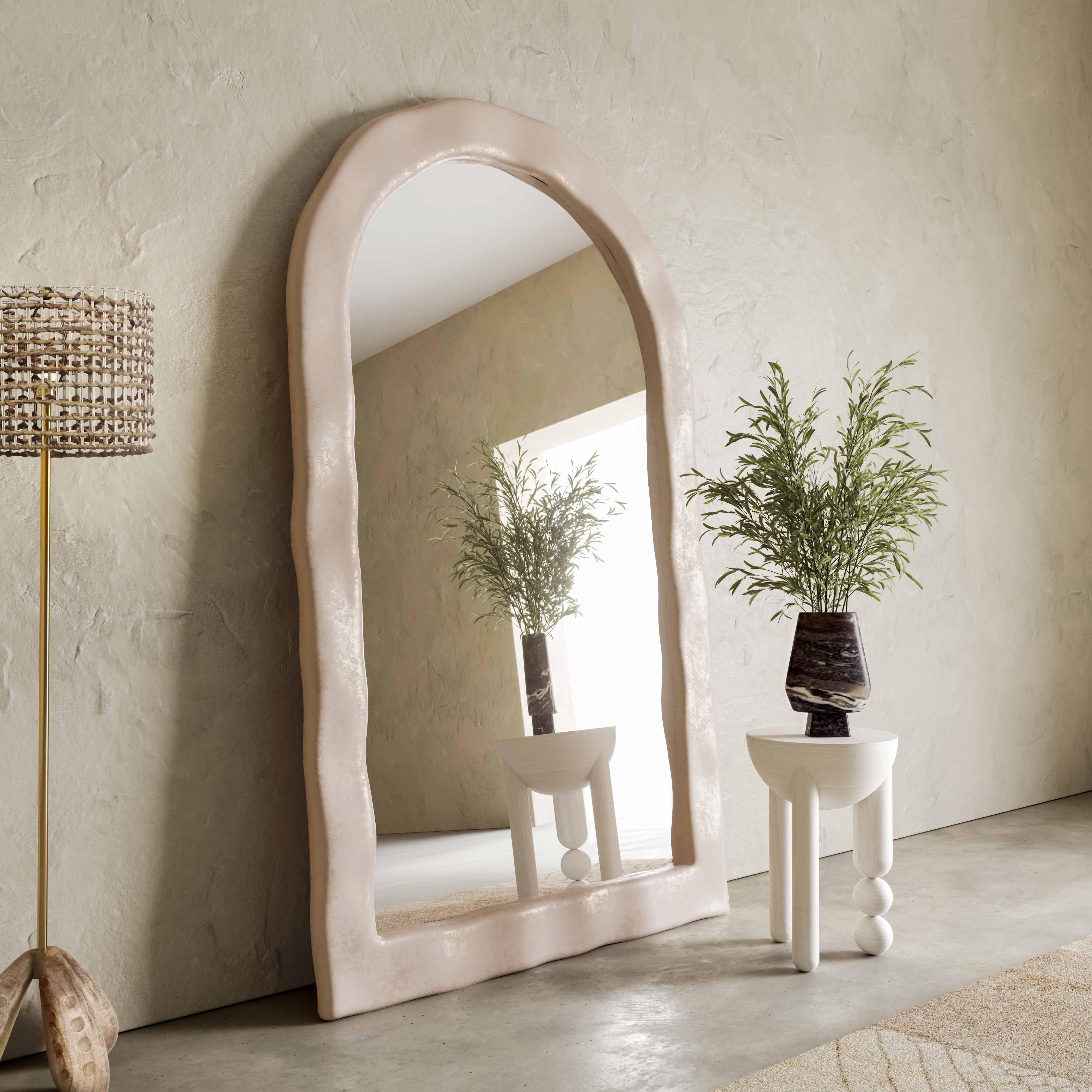 Kaia Cream Textured Floor Mirror - Image 2