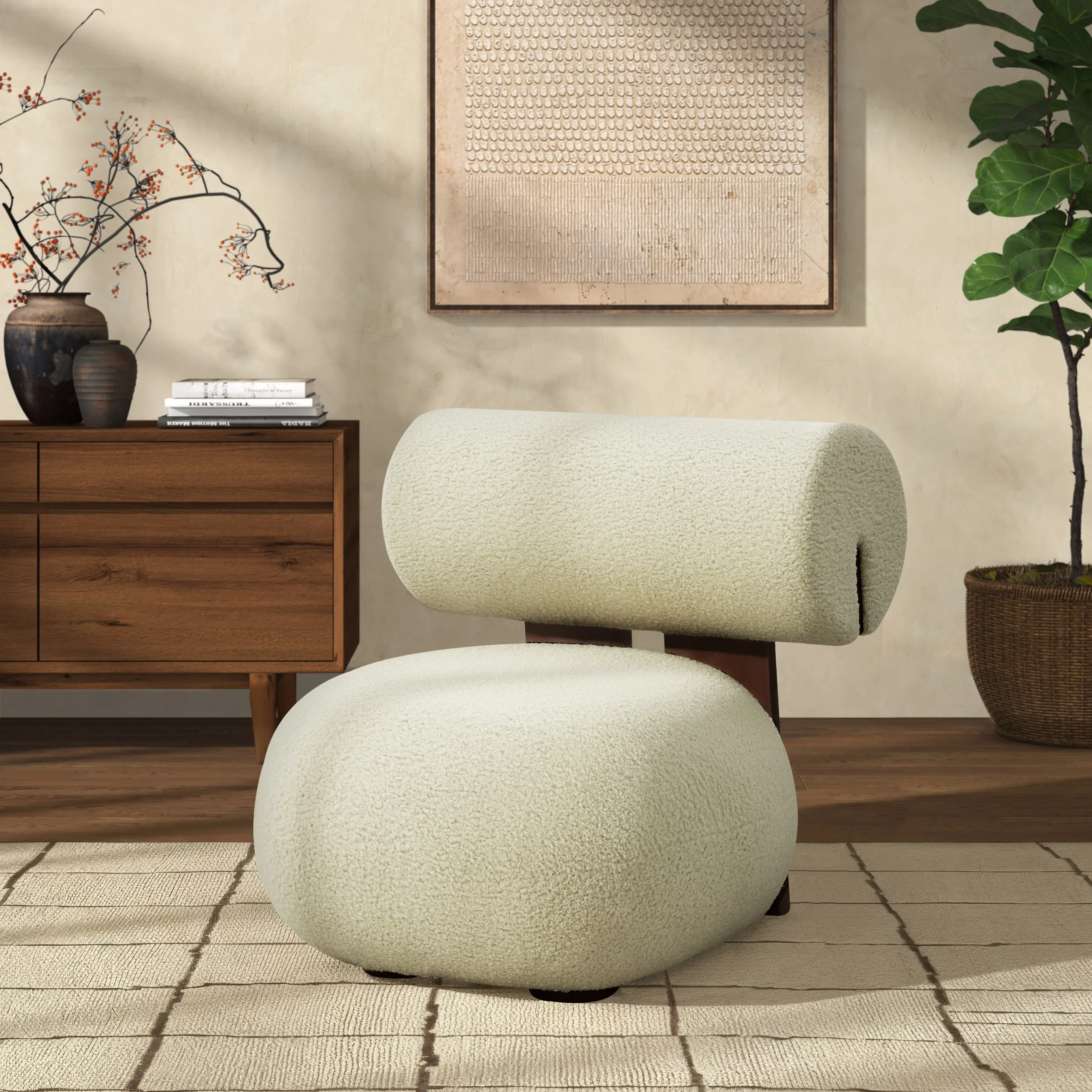 Kamaria Faux Shearling Modern Accent Chair - Image 3