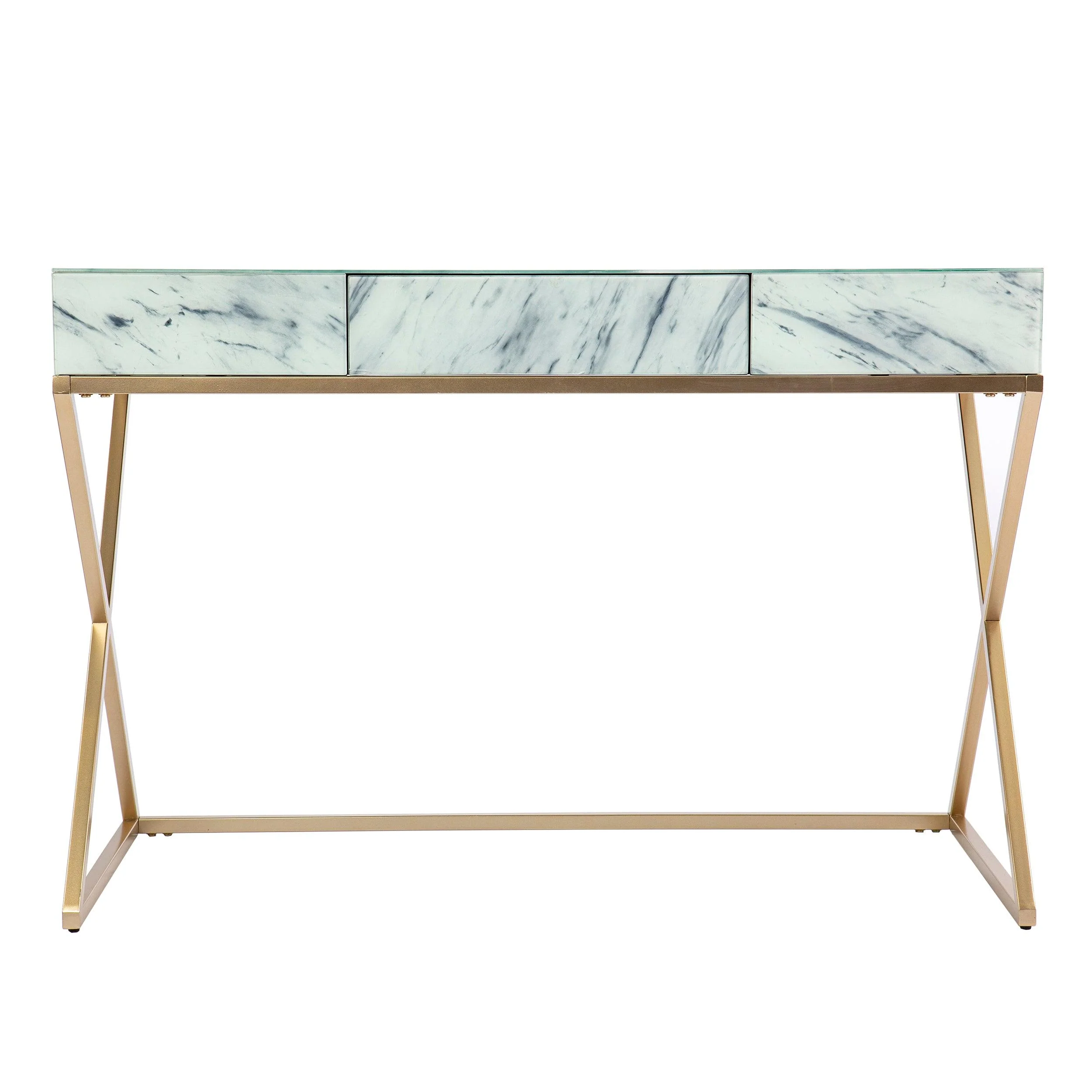 Kamblemore Faux Marble Writing Desk w/ Storage - Image 3