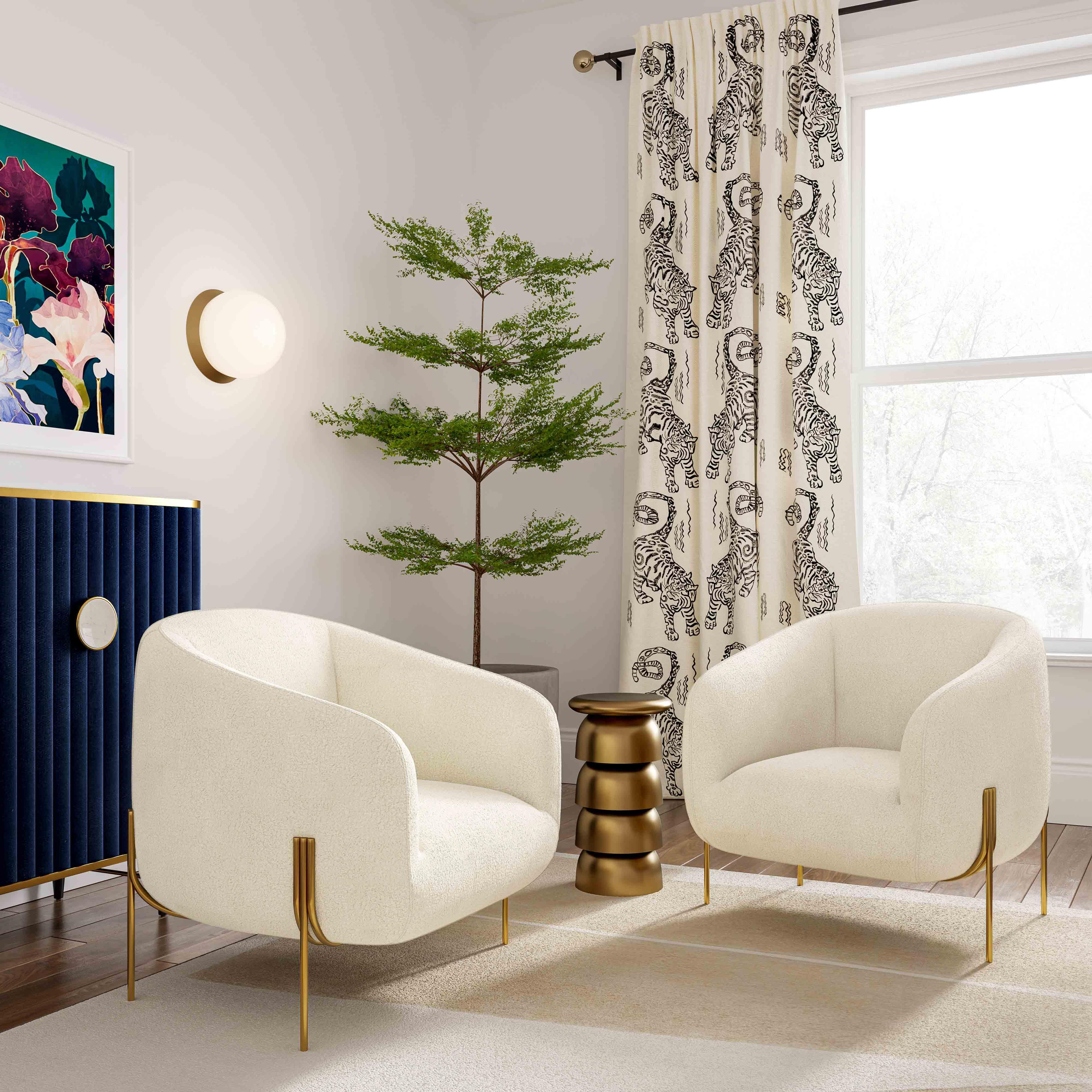 Kandra Cream Shearling Accent Chair - Image 2
