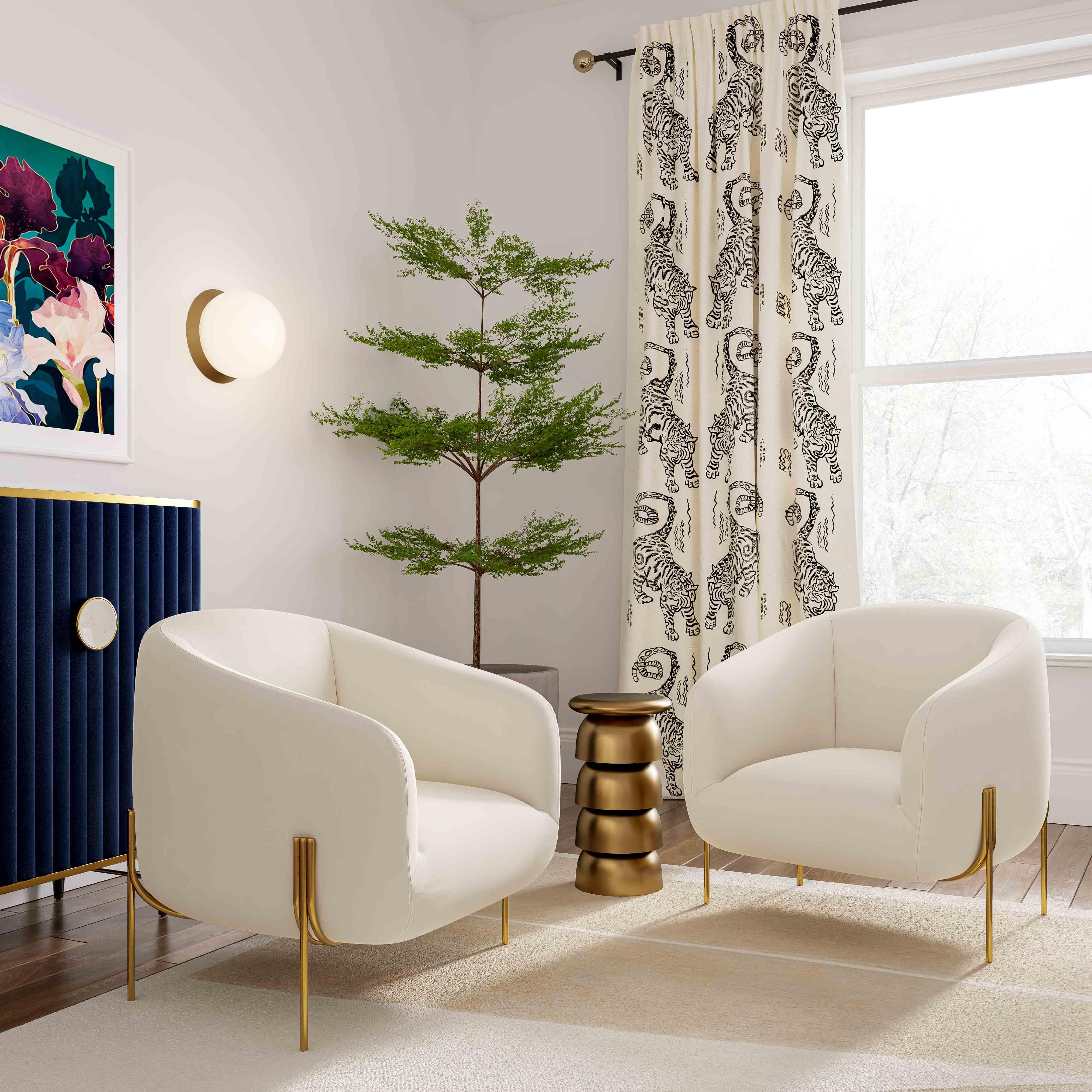 Kandra Cream Velvet Accent Chair - Image 2