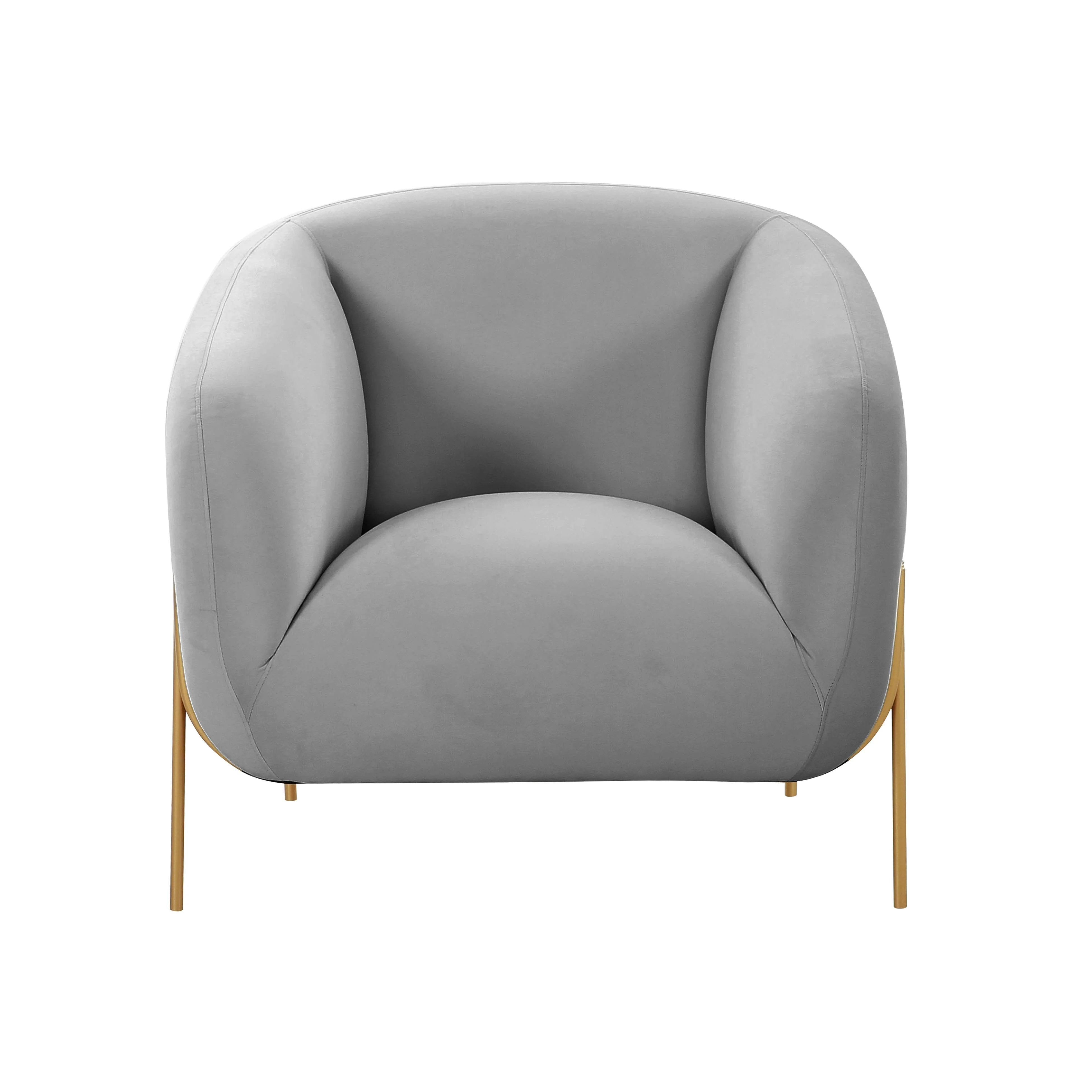 Kandra Grey Velvet Accent Chair - Image 3