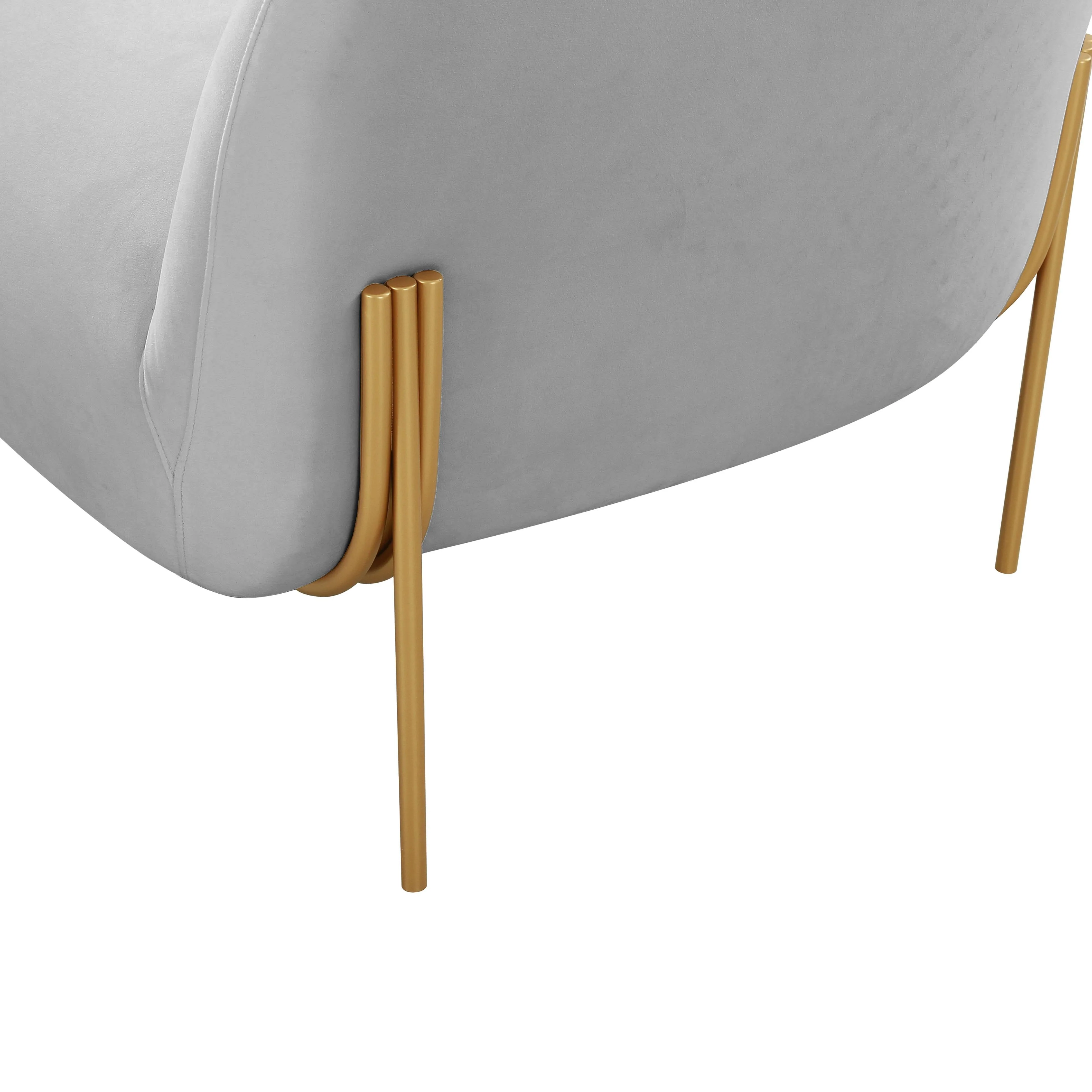 Kandra Grey Velvet Accent Chair - Image 5