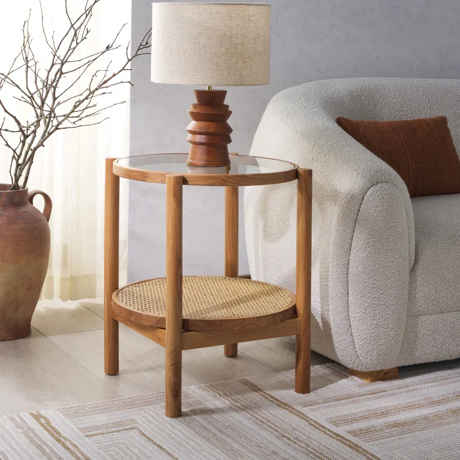 Karyna Rattan And Glass Accent Table - Image 11