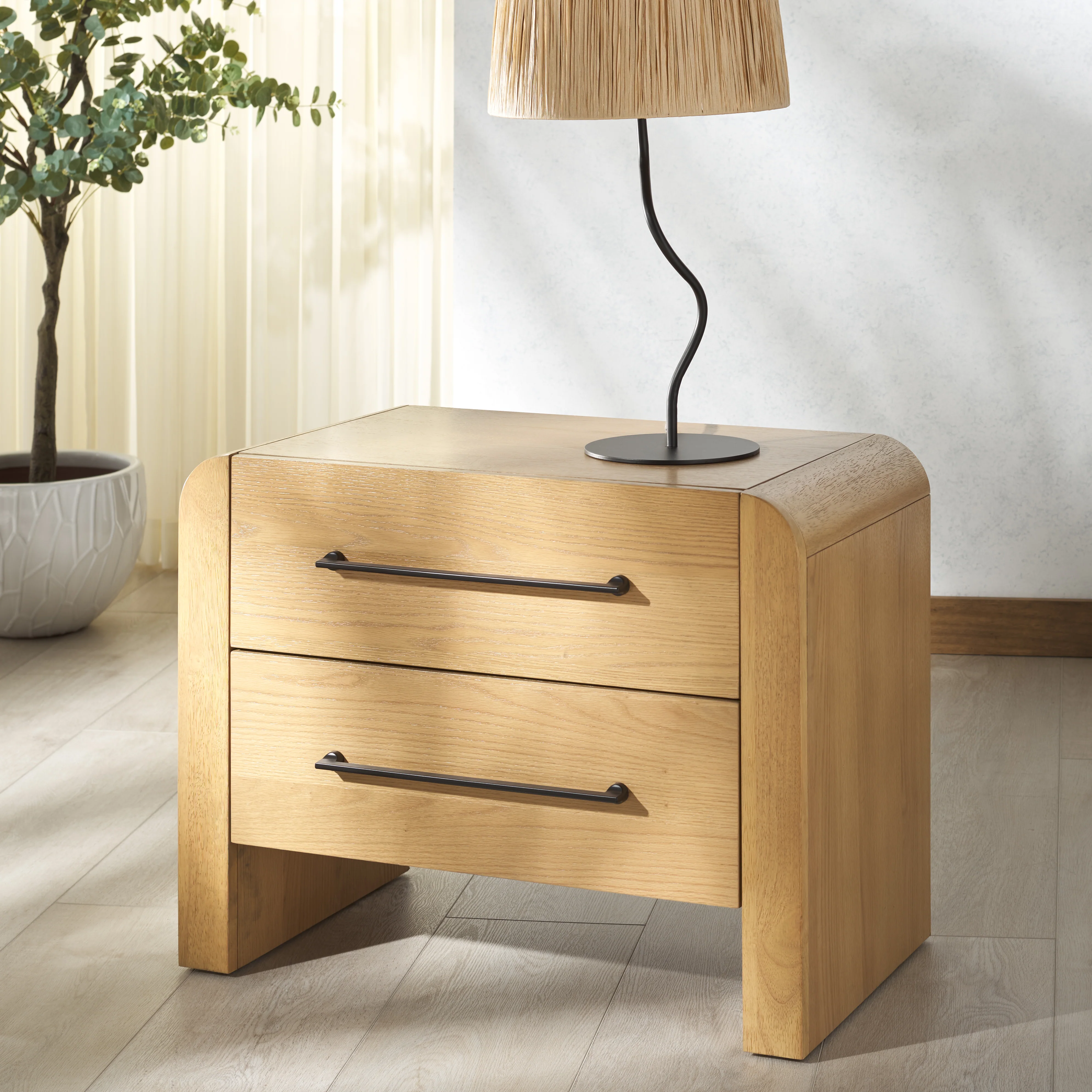 Katrina Wood 2 Drawer Nightstand - Image 2