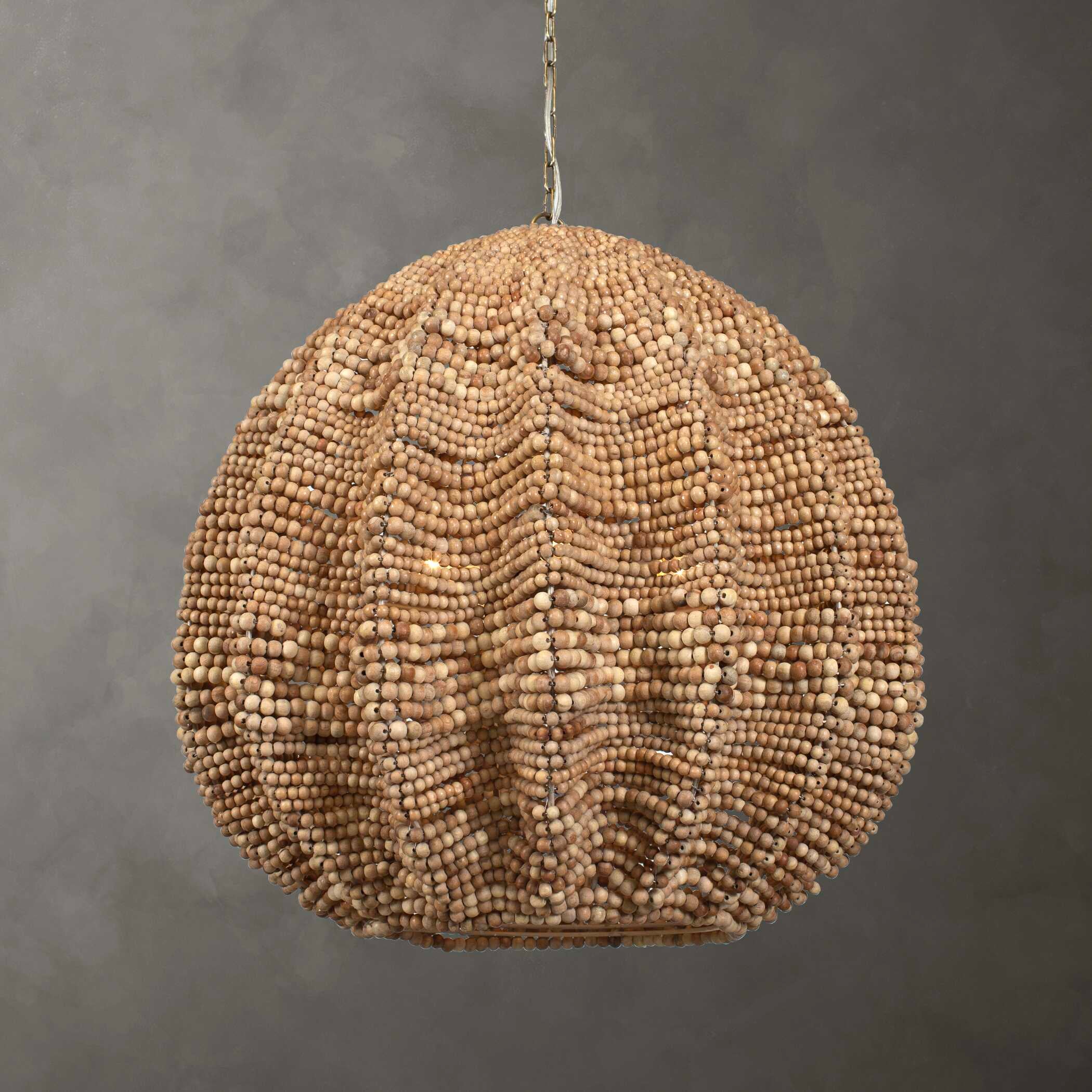 Kauri 5 Light Wooden Bead Pendant - Image 2