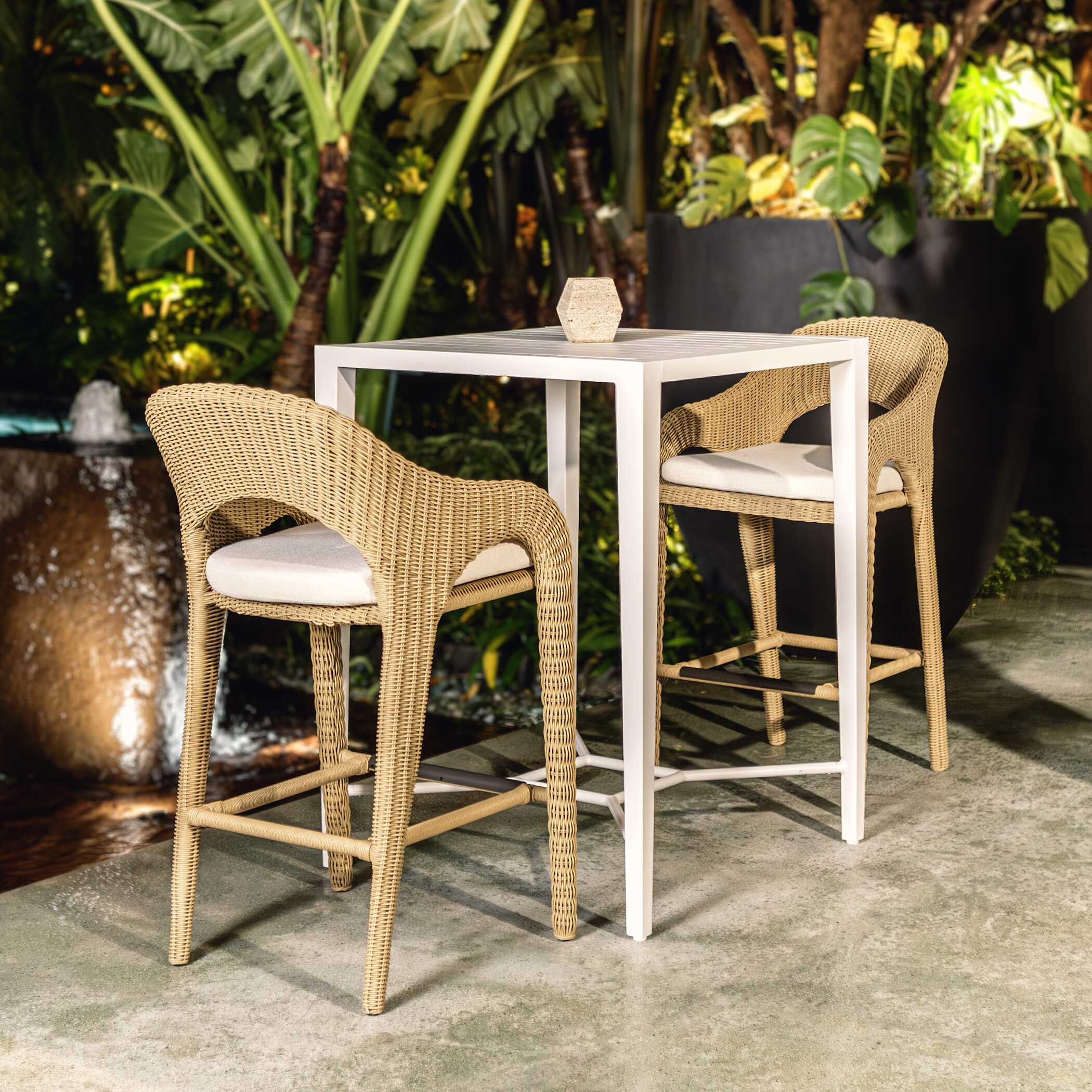 Kavali Outdoor Wicker Barstool - Image 2