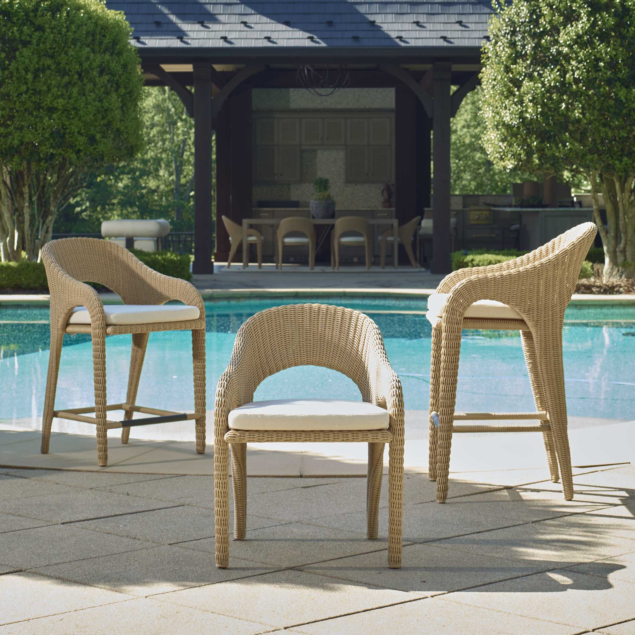 Kavali Outdoor Wicker Barstool - Image 3