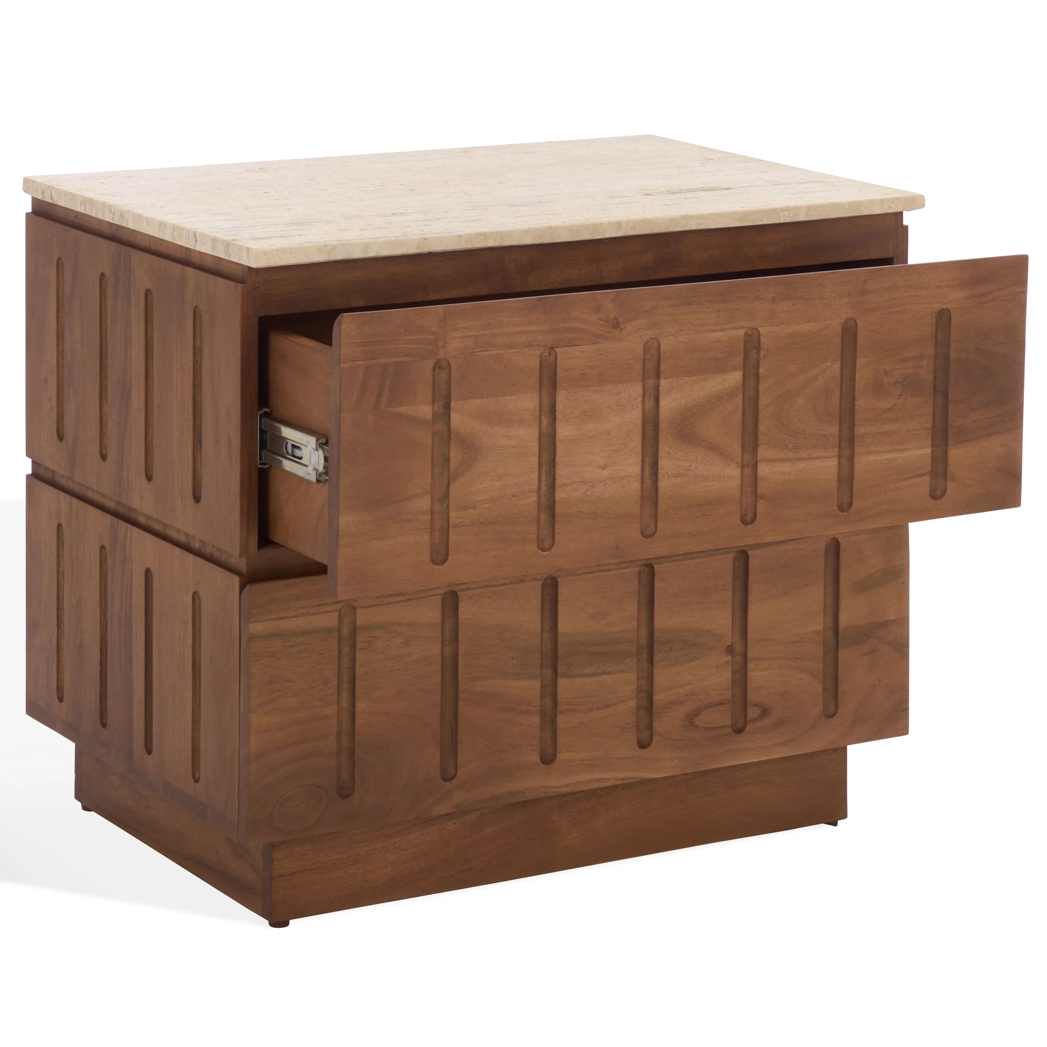 Kaylissa Travertine Top 2 Drawer Nightstand - Image 3