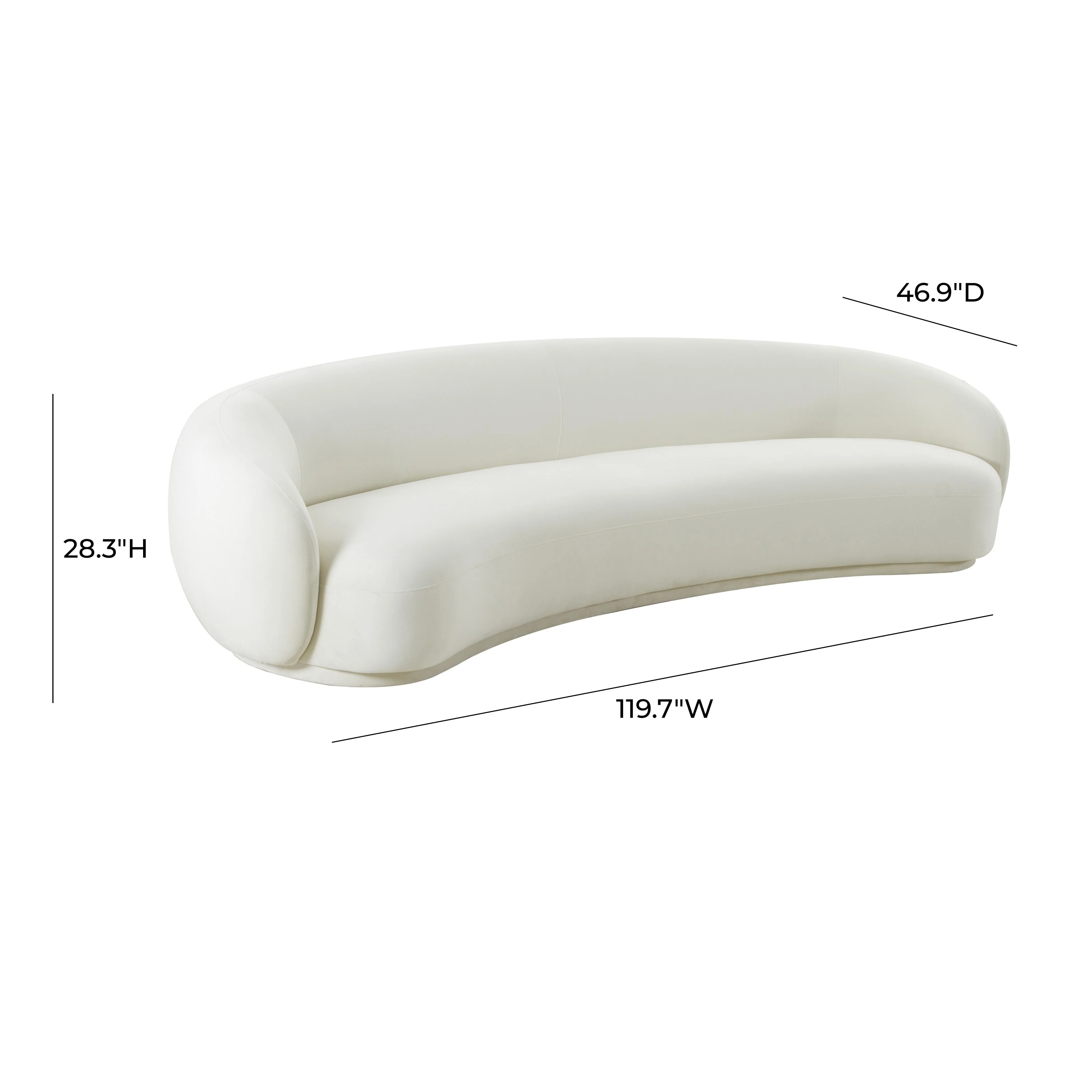 Kendall Cream Velvet 120 Inch Sofa - Image 6