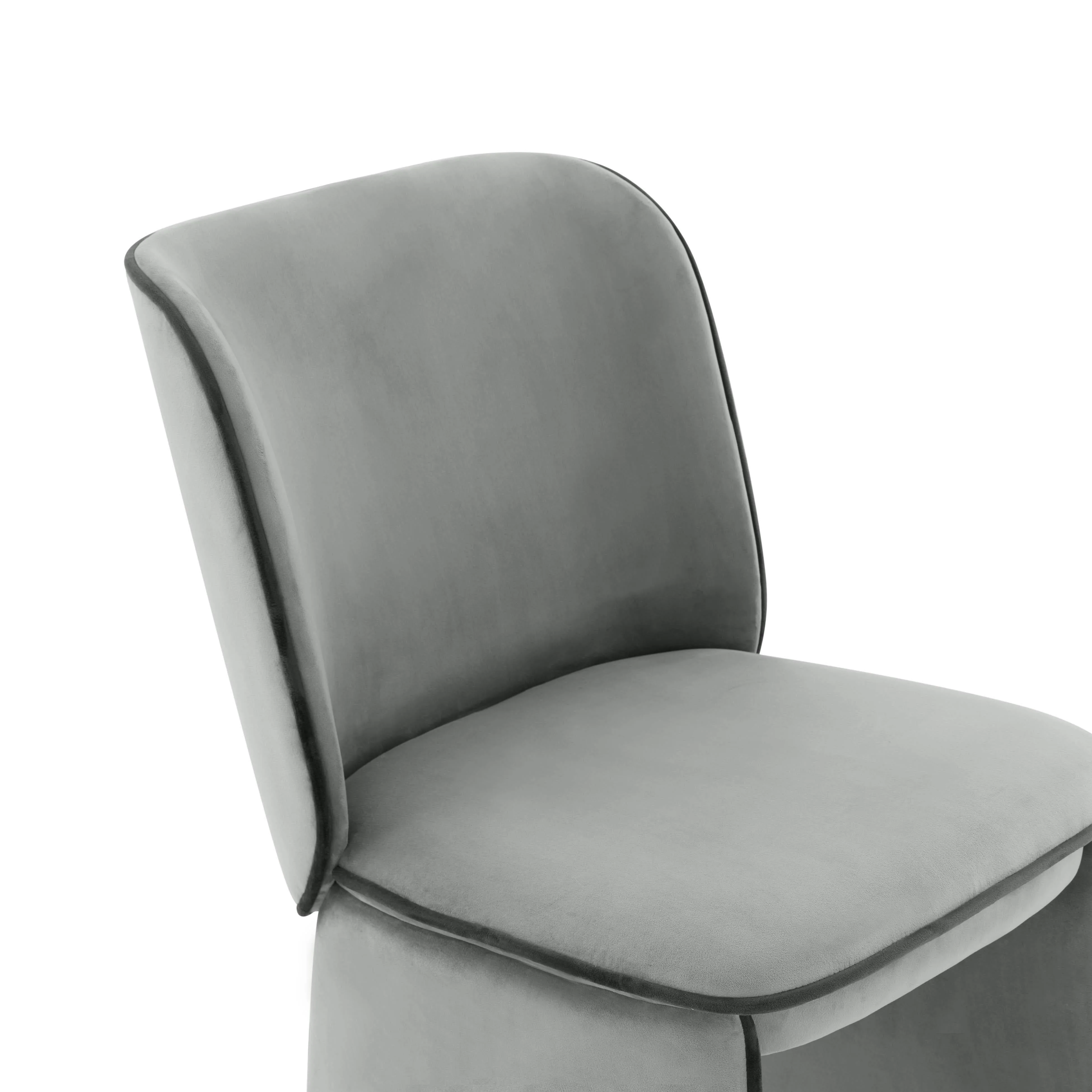 Kinsley Grey Velvet Dining Chair - Set of 2 - Image 5
