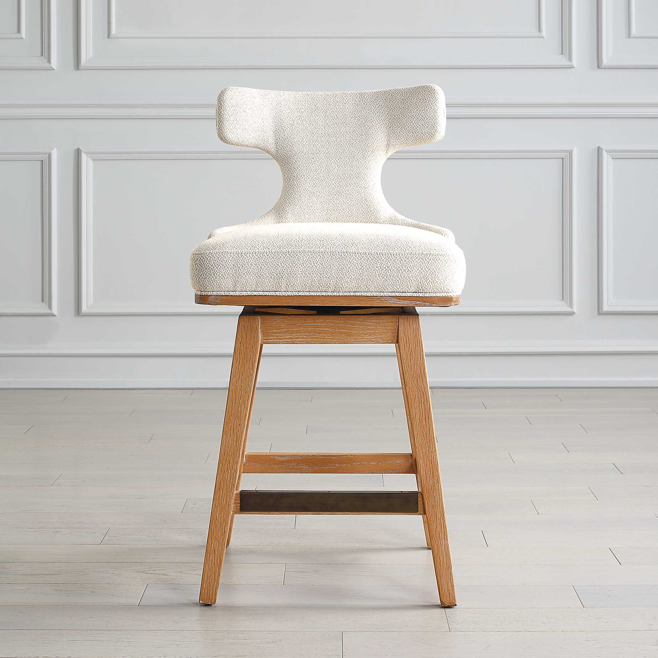 Klismos Off-White Fabric Counter Stool - Image 2