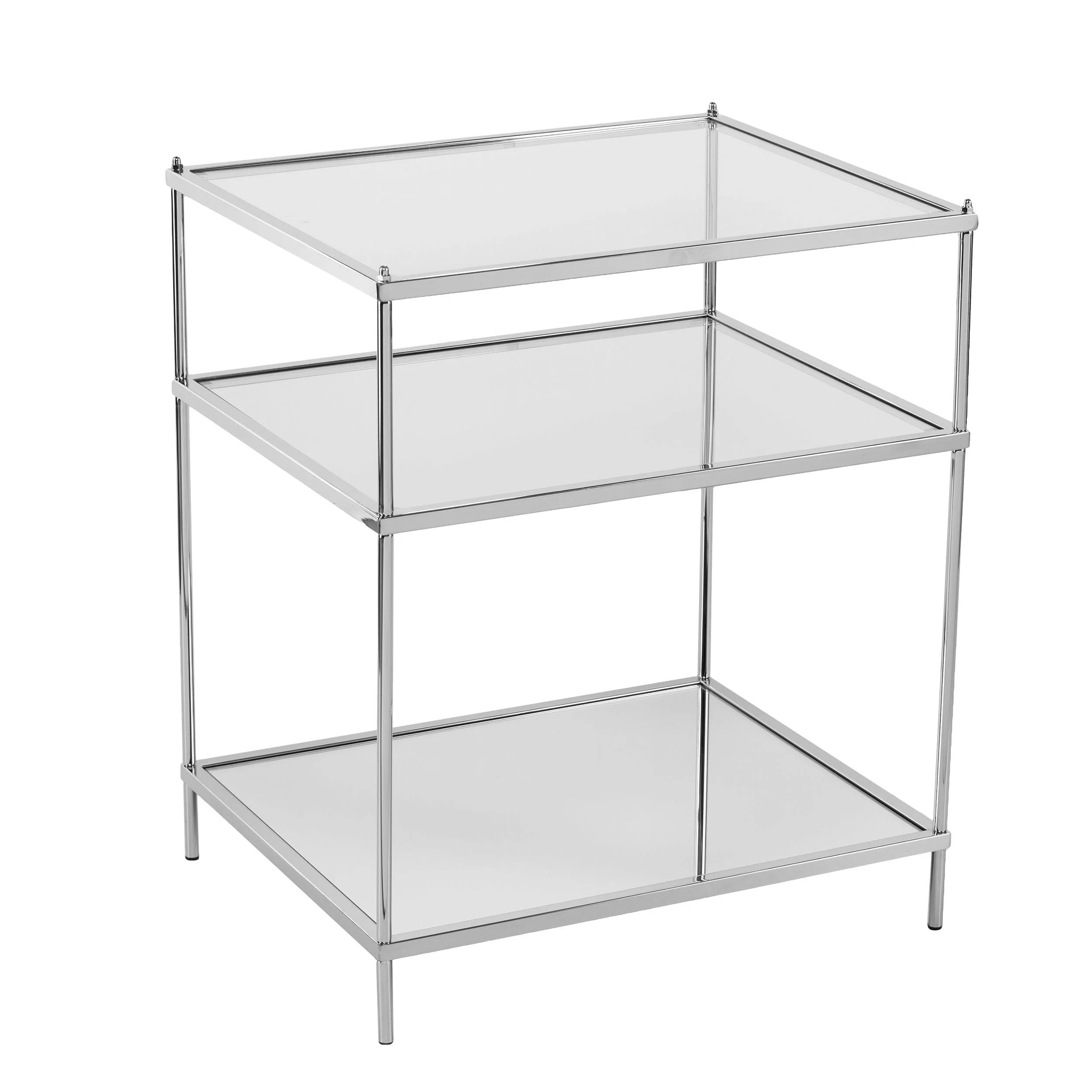 Knox Glam Mirrored Side Table - Chrome