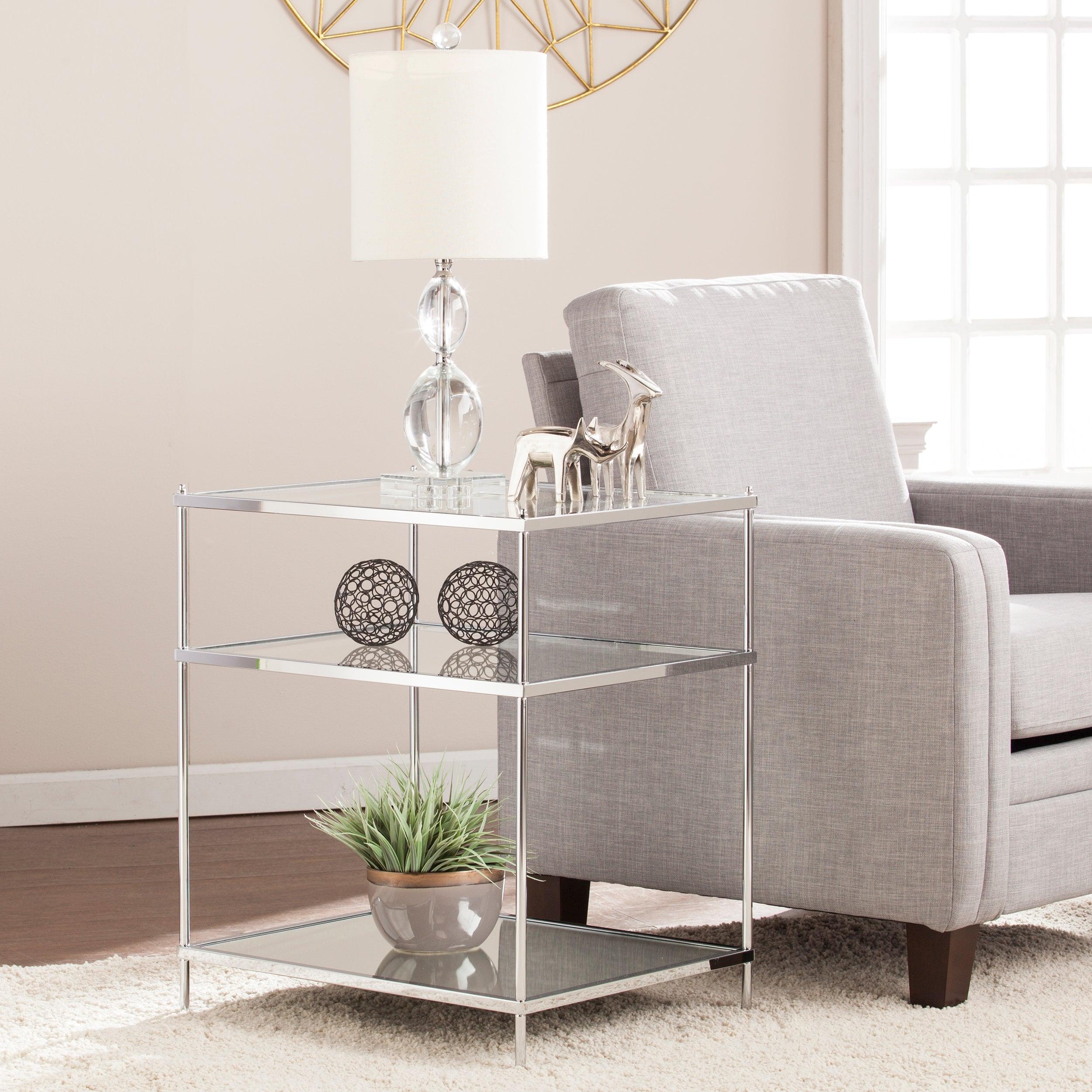 Knox Glam Mirrored Side Table - Chrome - Image 2