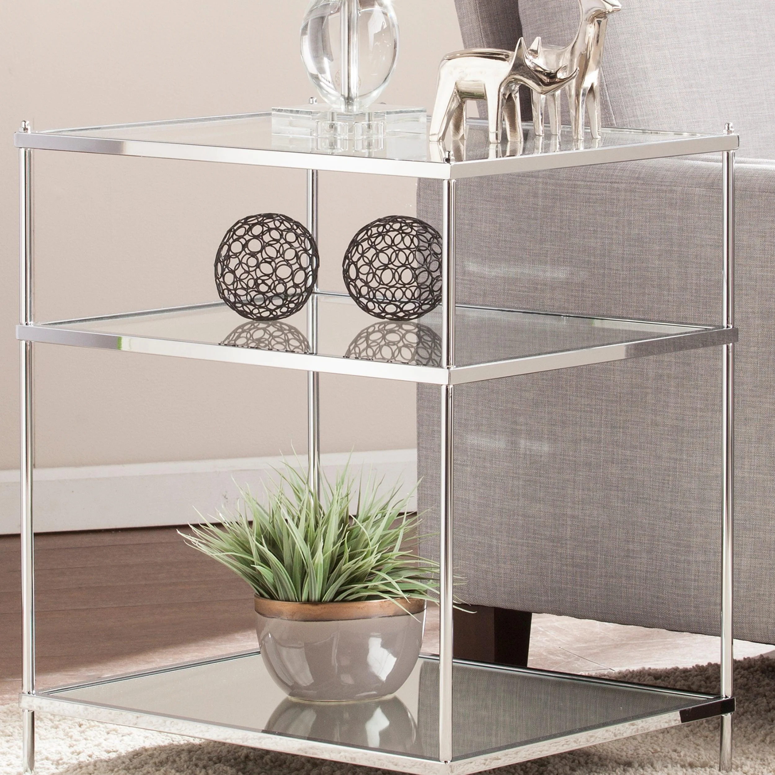 Knox Glam Mirrored Side Table - Chrome - Image 7