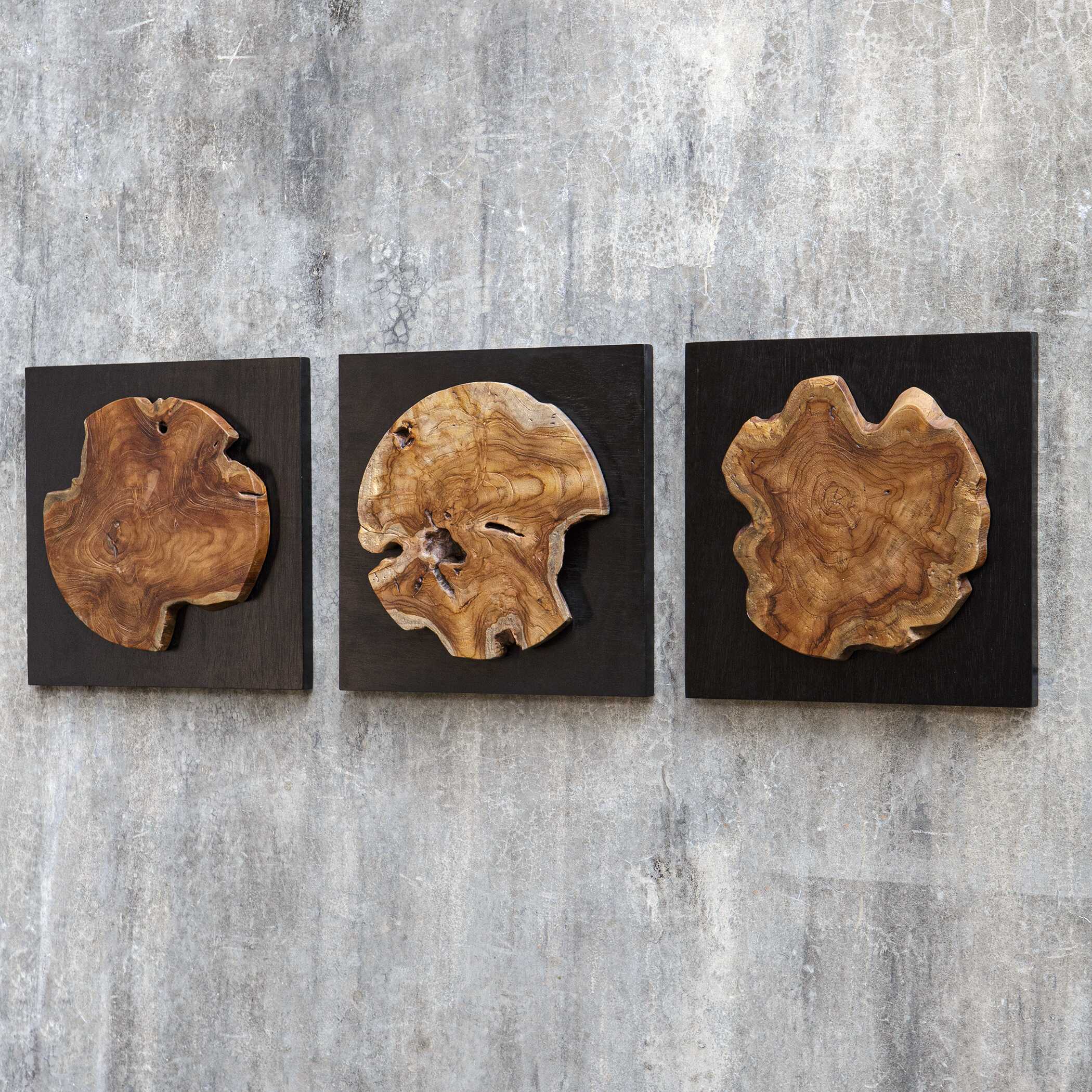 Kolini Teak Wood Wall Decor - Set of 3 - Image 3