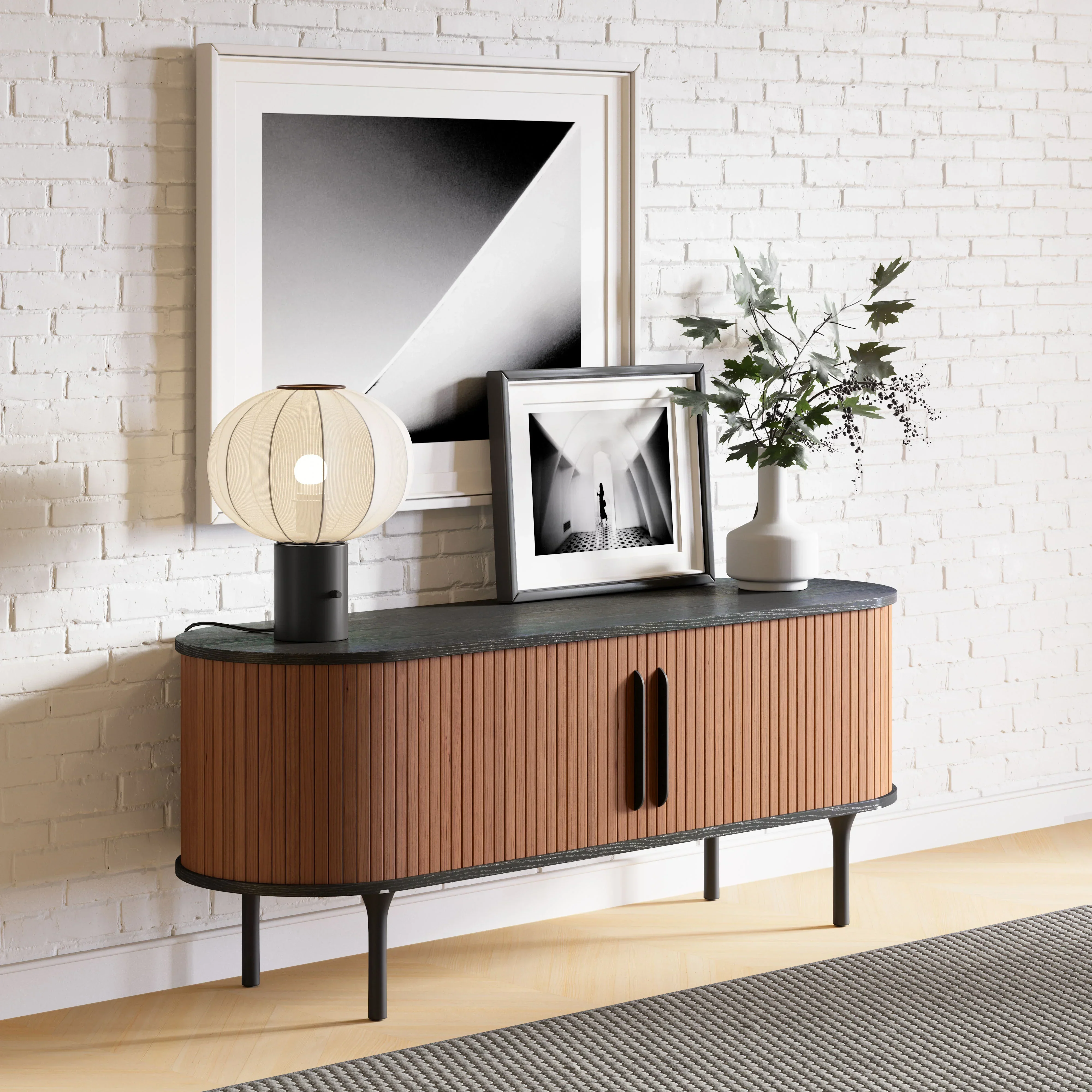 Koriana Entertainment Stand Black & Walnut - Image 2