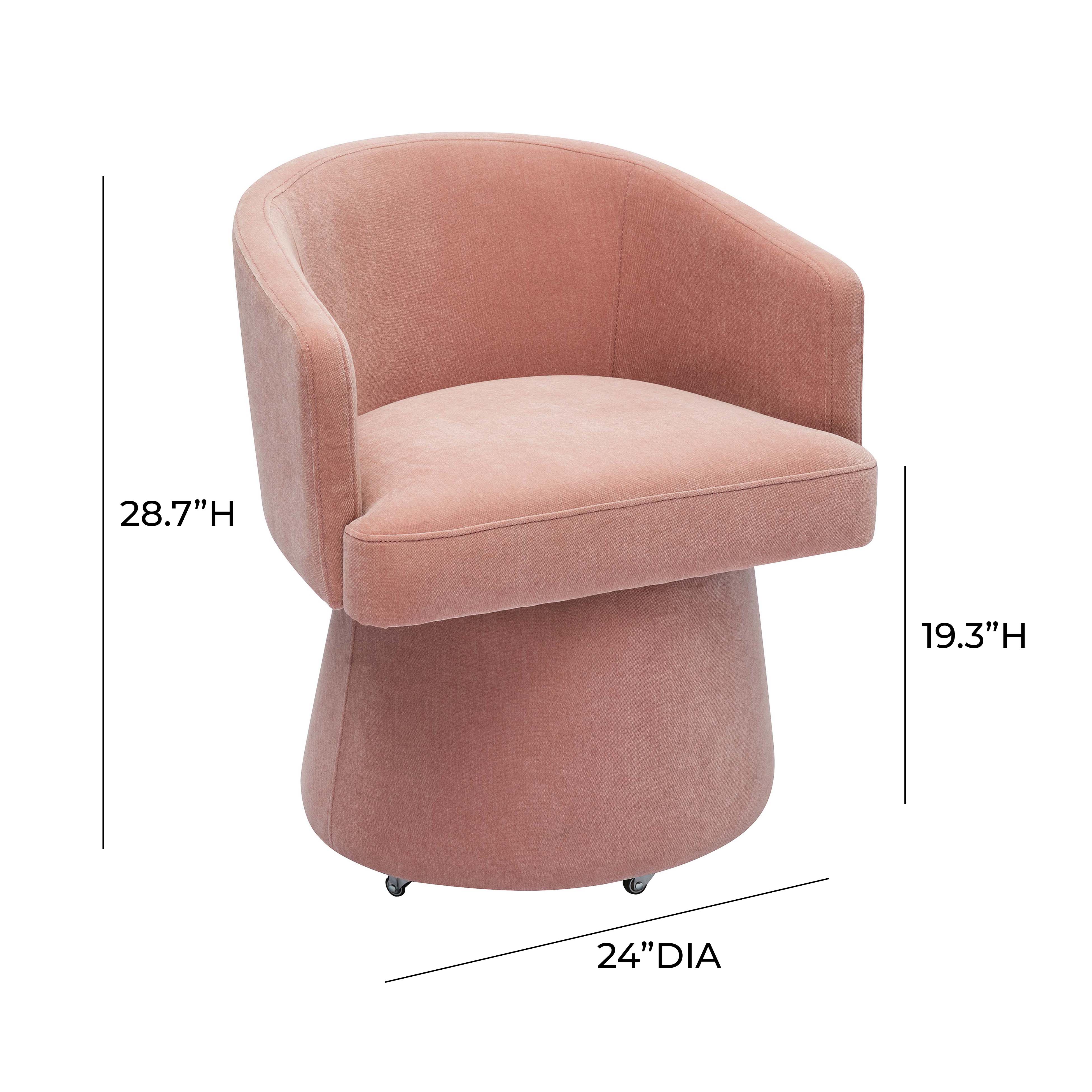 Kristen Pink Upcycled Chenille Rolling Desk Chair - Image 6