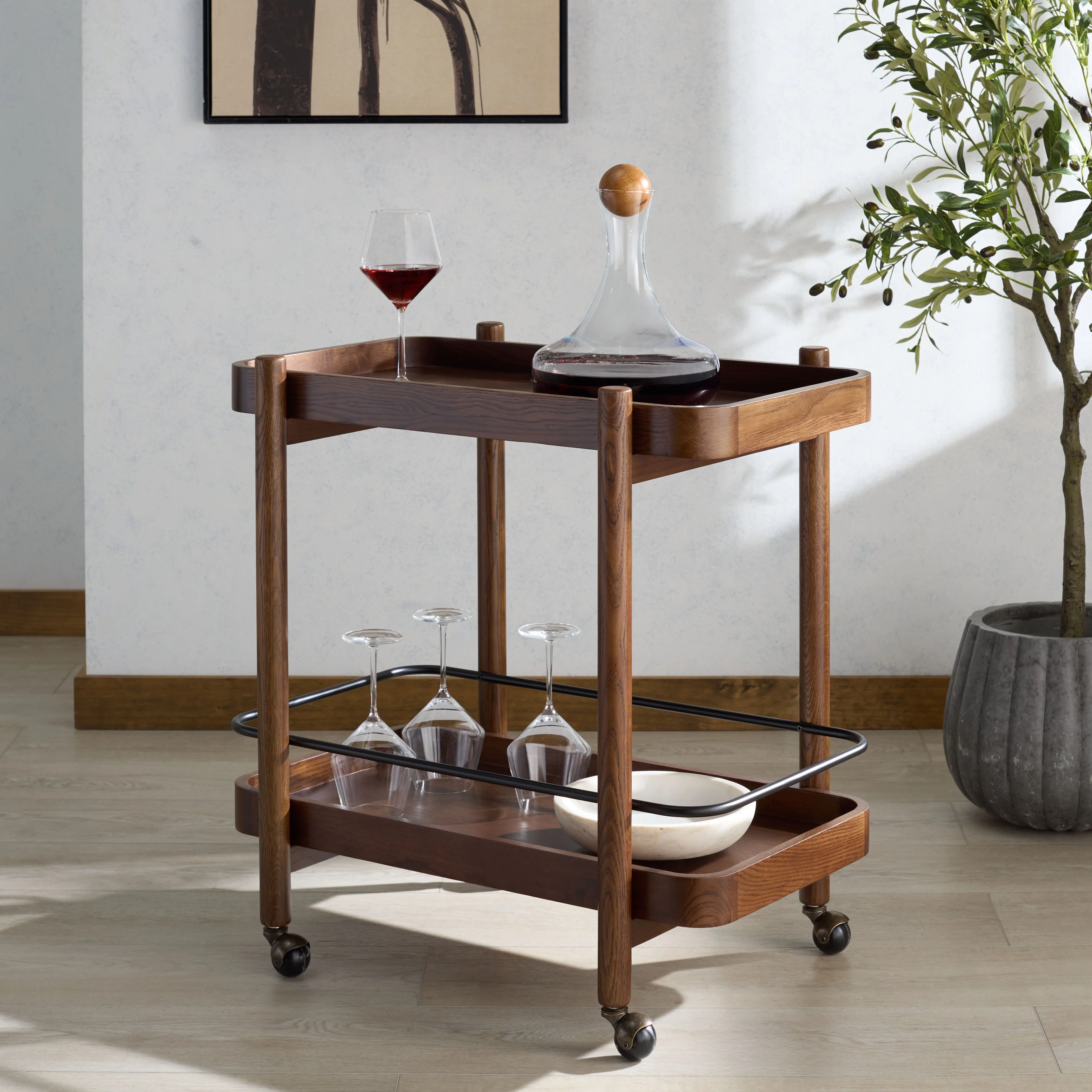Krystof Wood 2 Shelf Bar Cart - Image 11