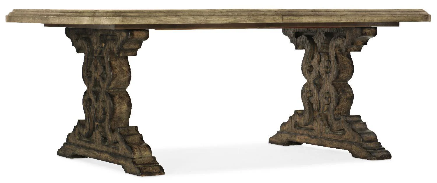 La Grange Le Vieux 86in Double Pedestal Table with2-18in Leaves