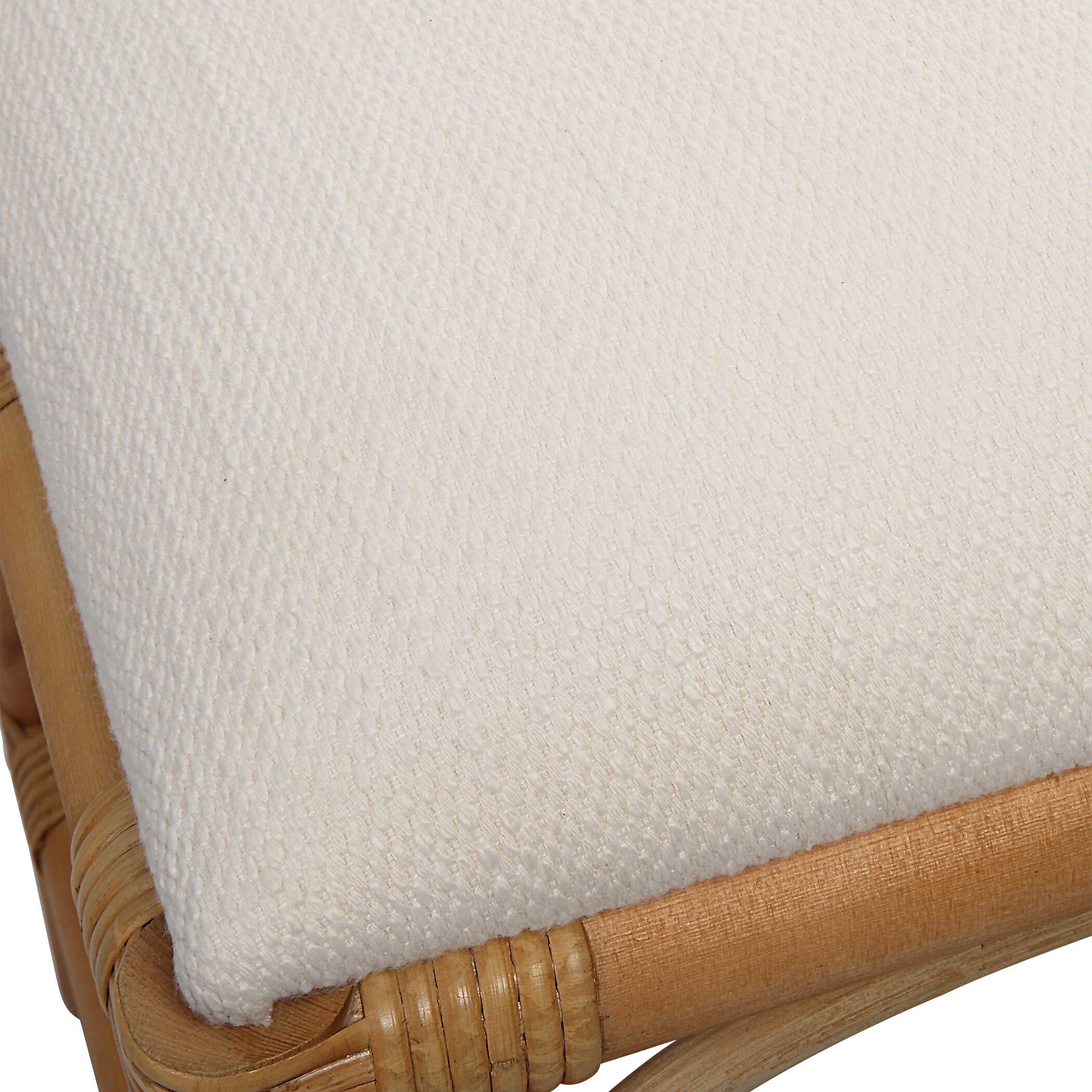 Laguna White Fabric Rattan Bench - Image 6
