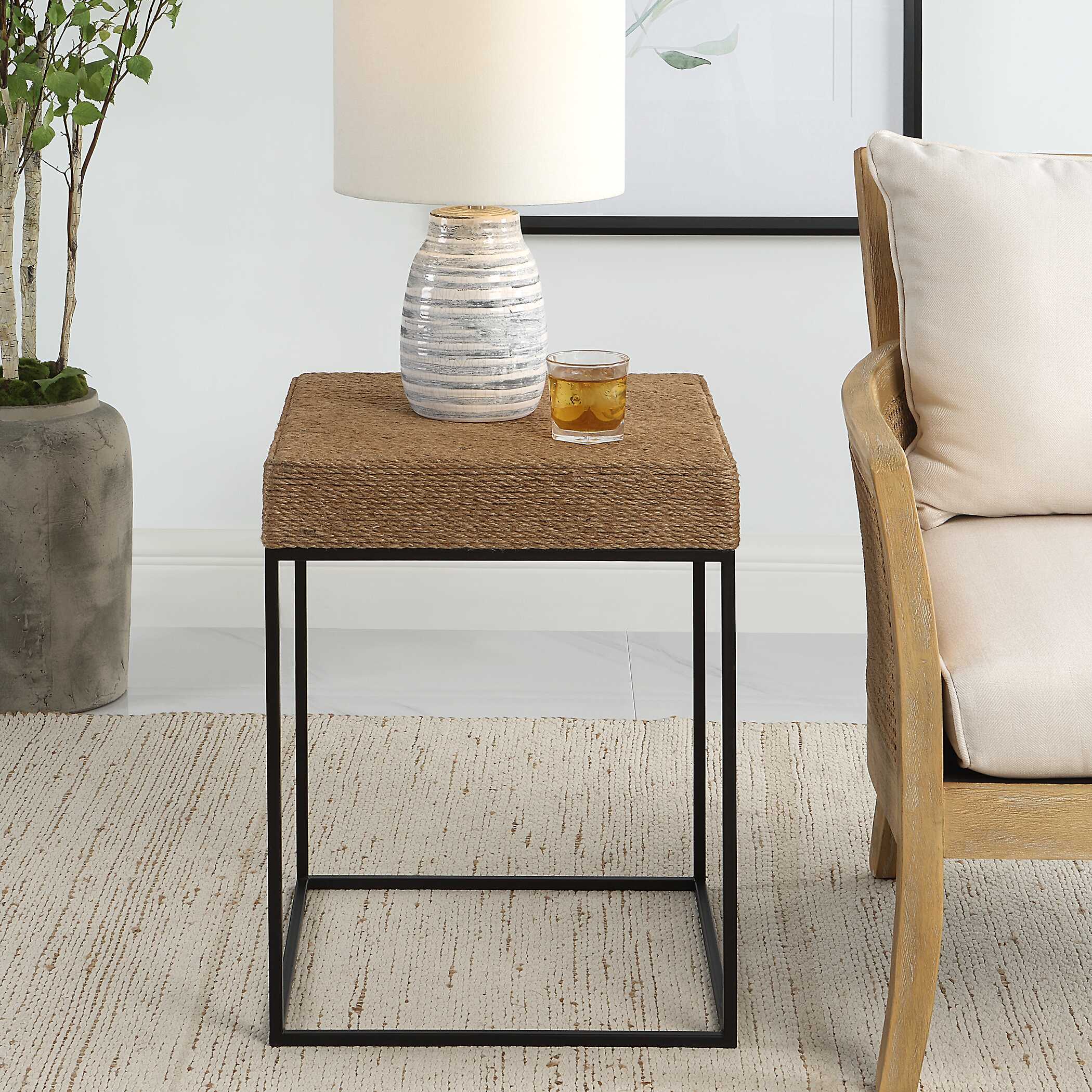 Laramie Rustic Rope Accent Table - Image 3