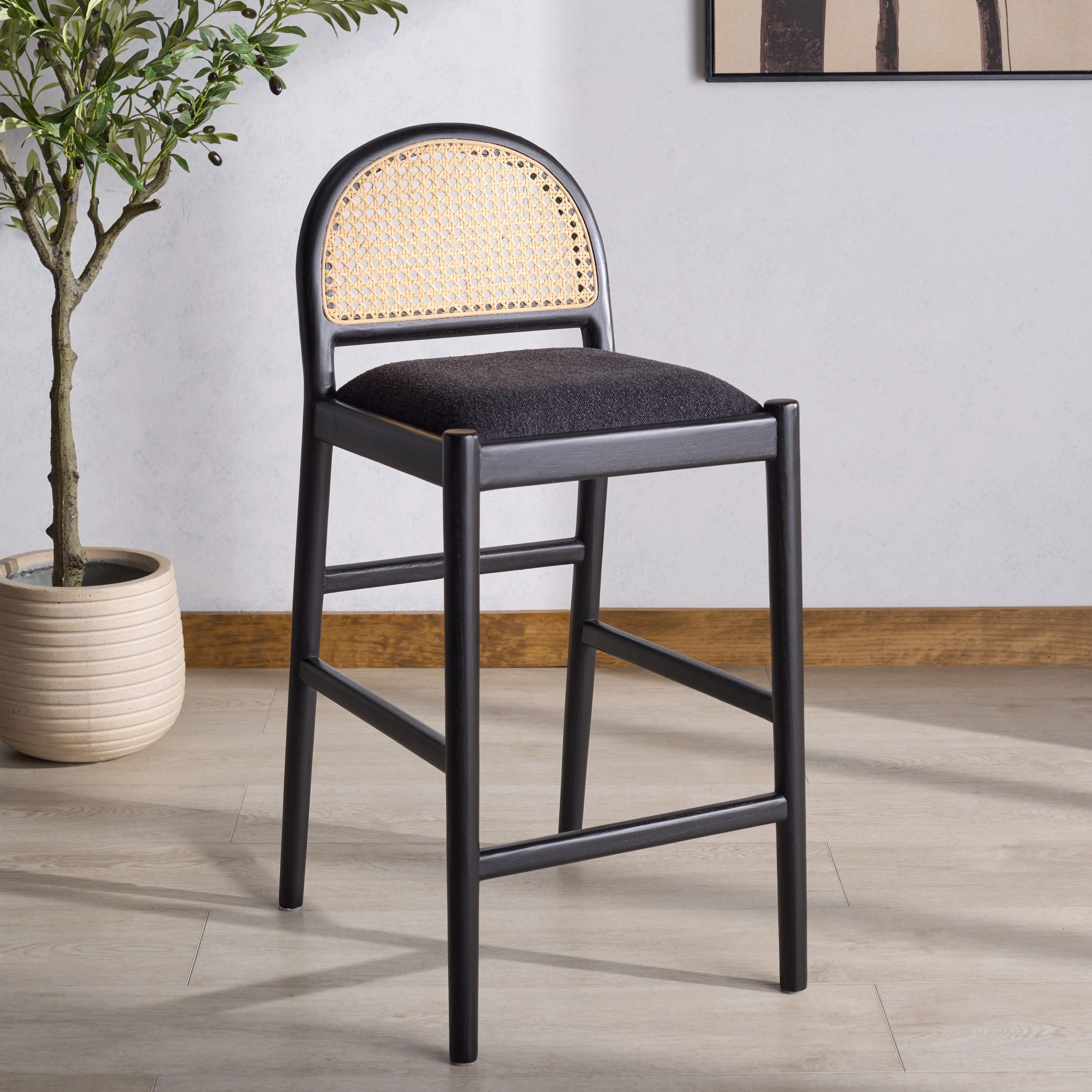 Laylie Rattan And Leather Counter Stool - Image 8