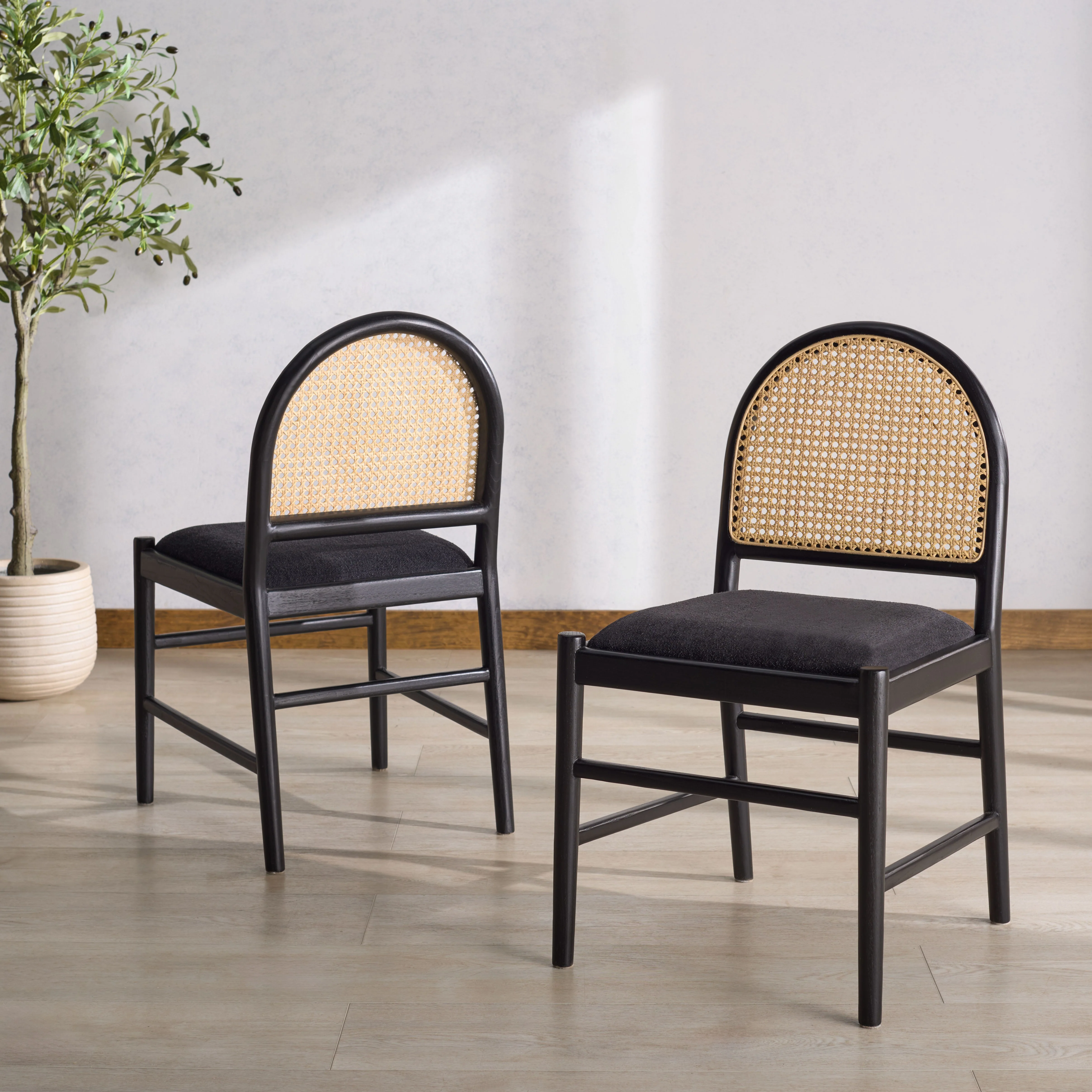 Laylie Rattan And Leather Dining Chair - Set of 2 - Image 13