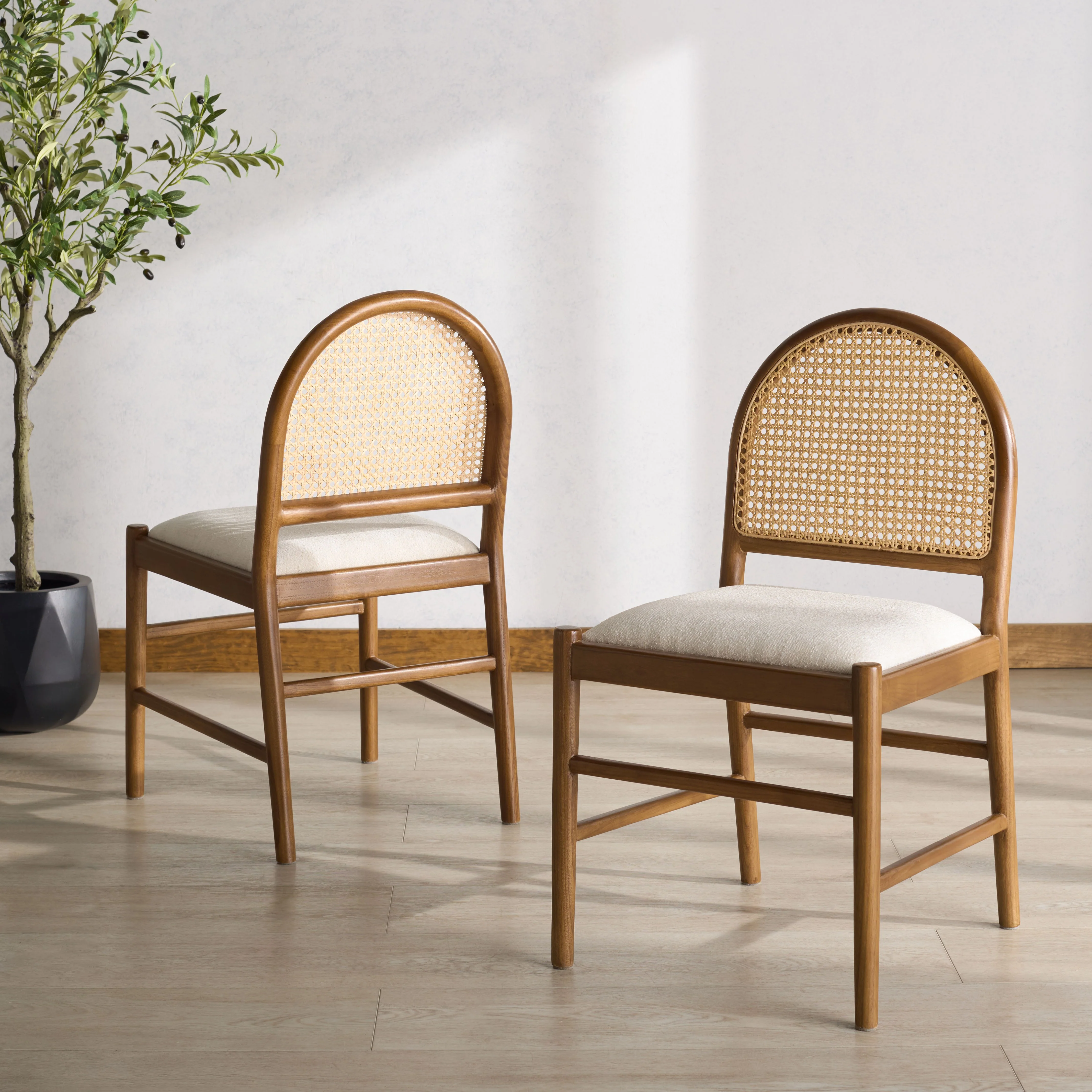 Laylie Rattan And Leather Dining Chair - Set of 2 - Image 15