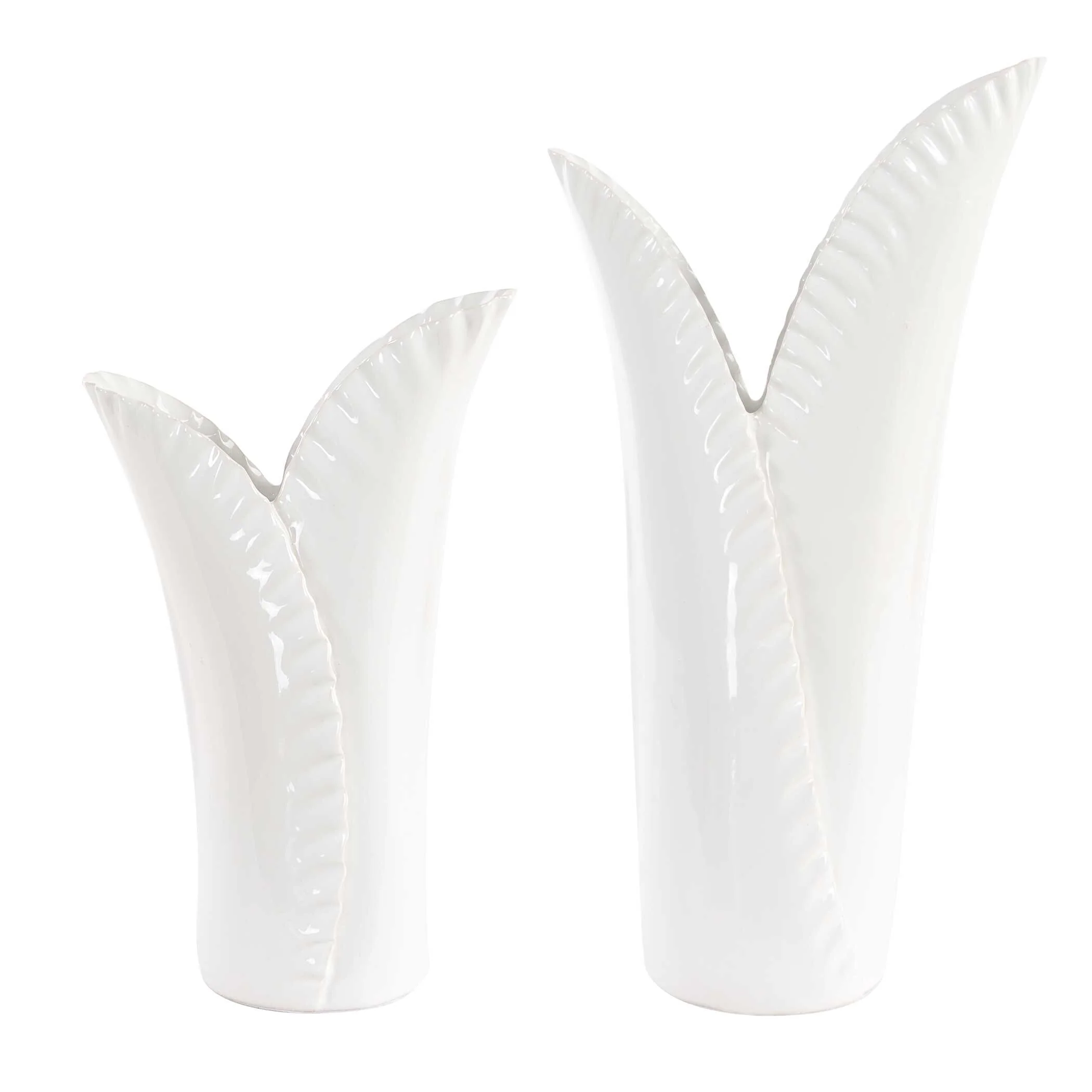 Leafscape White Vases - Set of 2 - Image 4