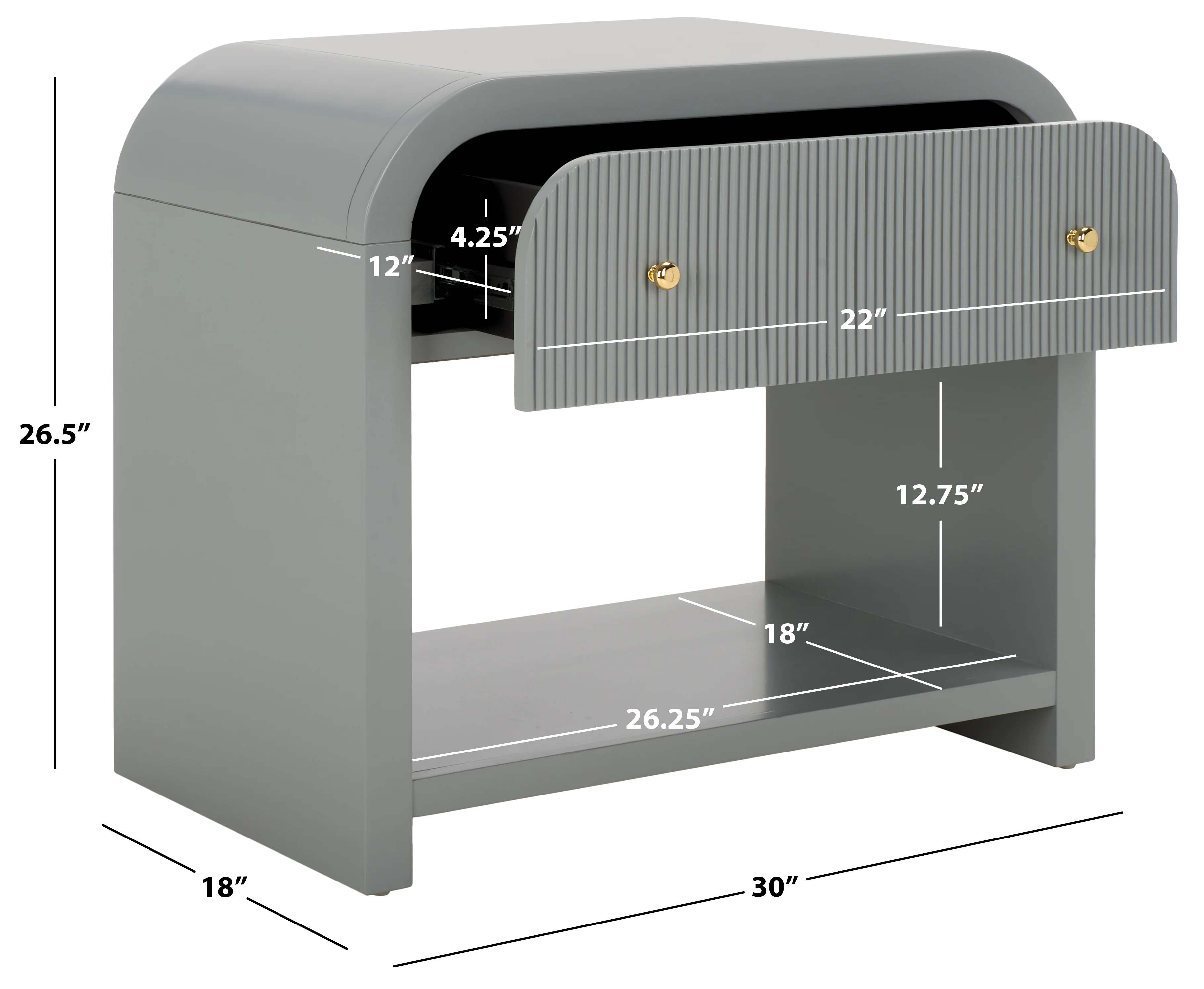 Liabella 1 Drawer Curved Nightstand - Image 27