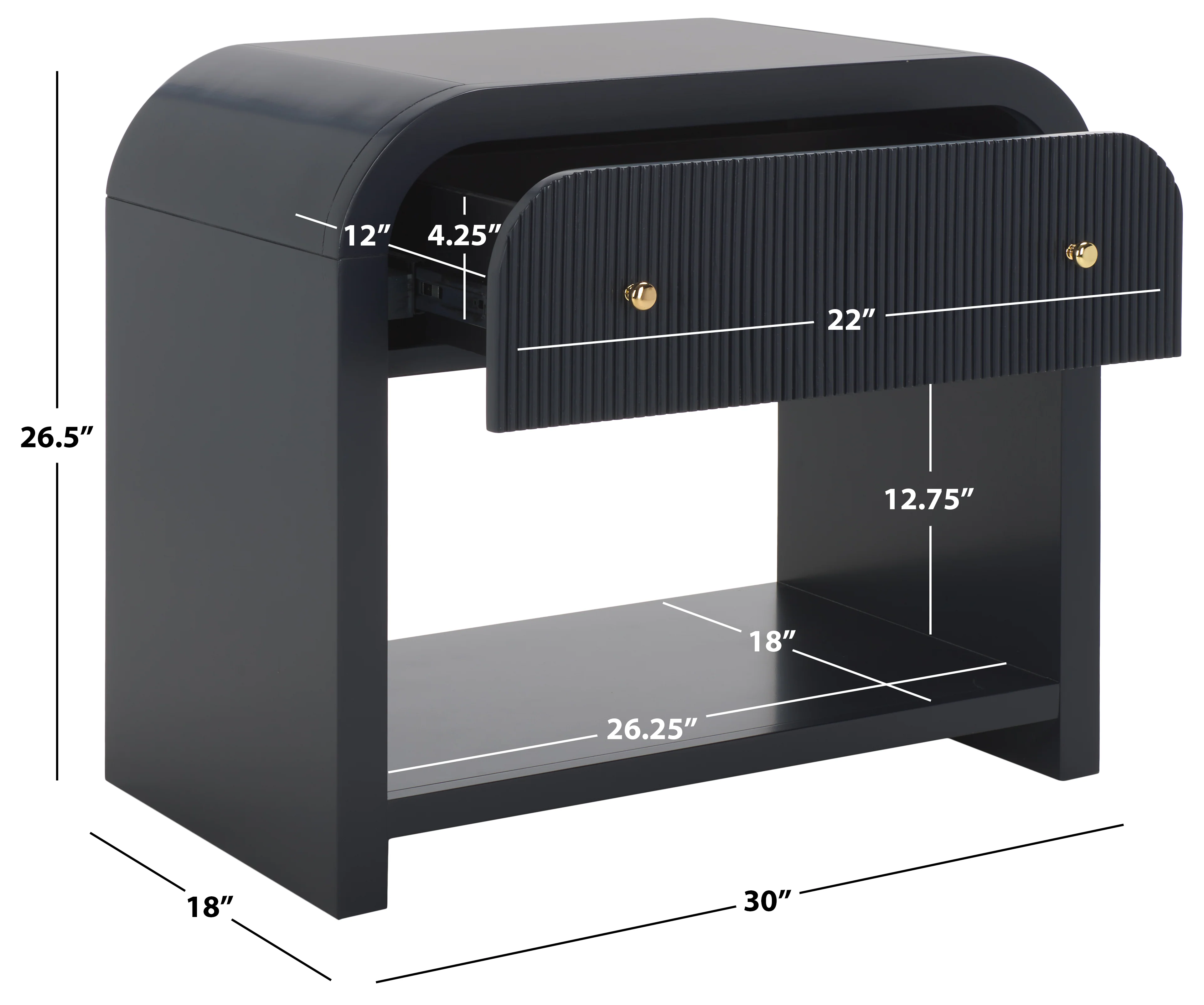 Liabella 1 Drawer Curved Nightstand - Image 28